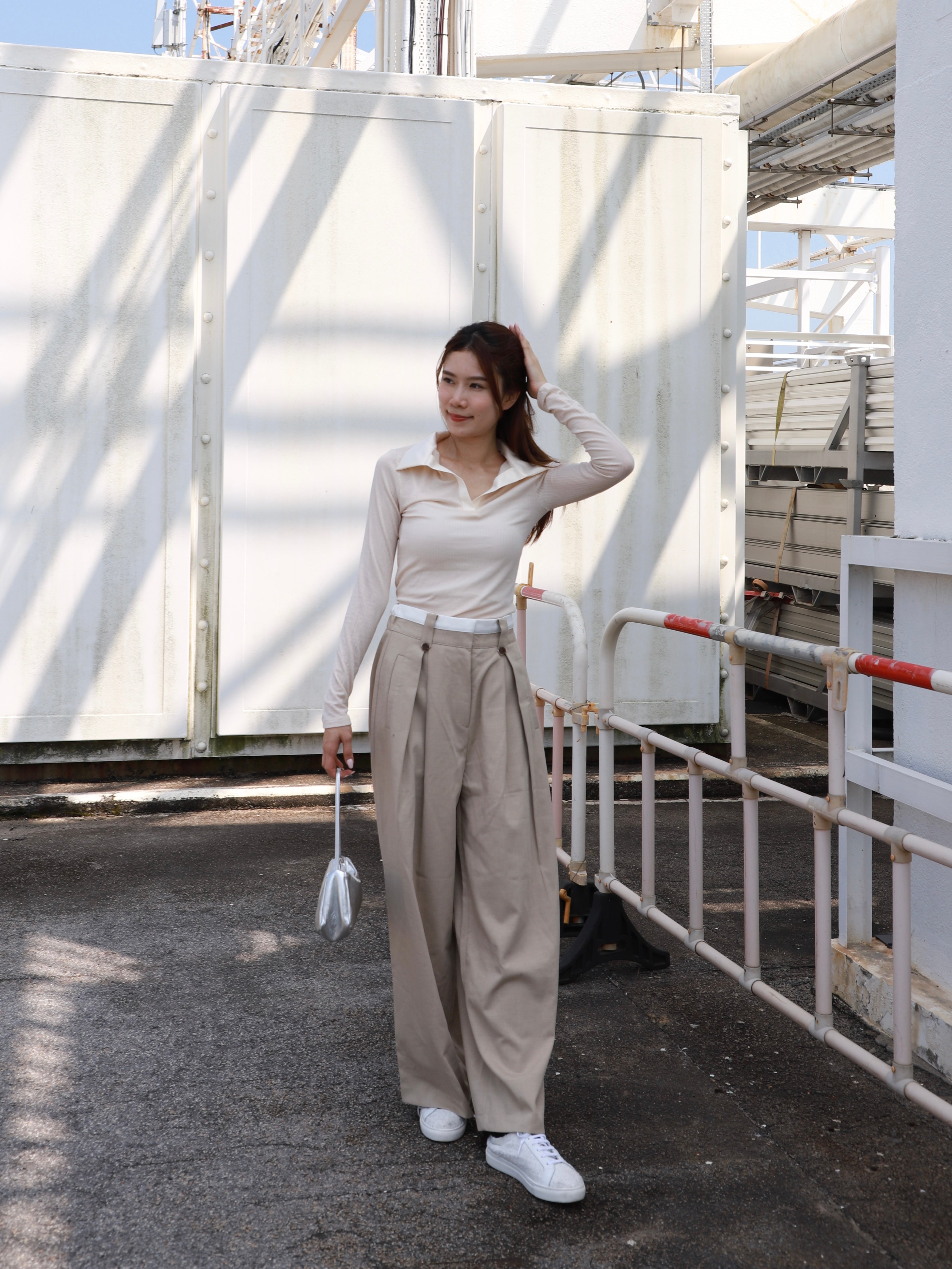 White Layered Chiffon Pants