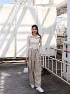 Silk Collar Neck Long Sleeves Top