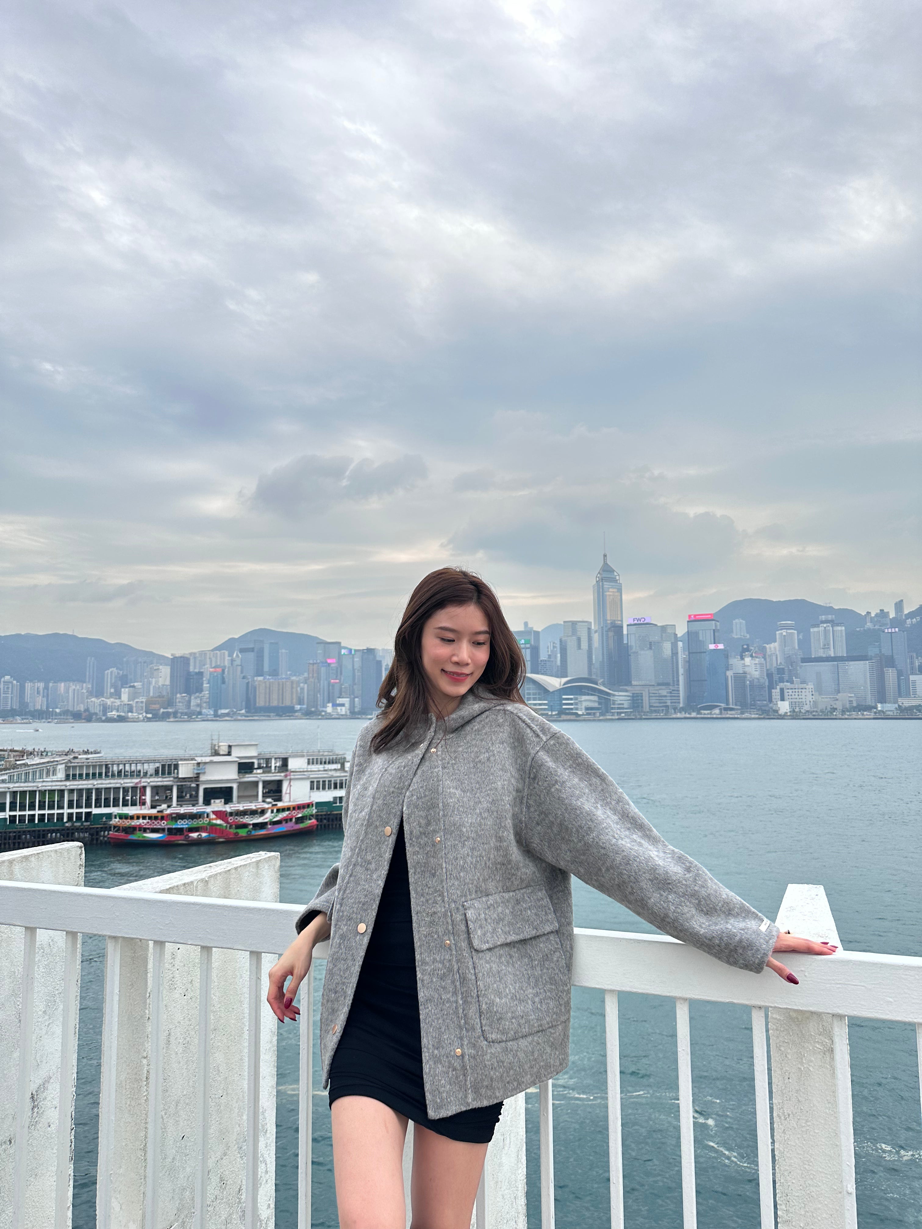 Wool with Hat Mid Jacket