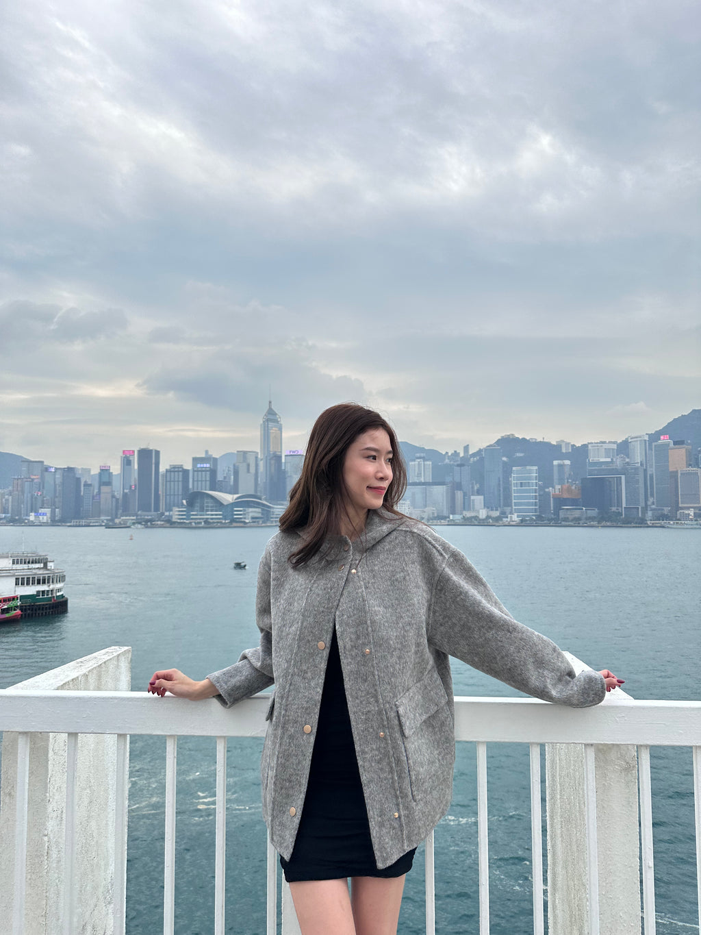 Wool with Hat Mid Jacket