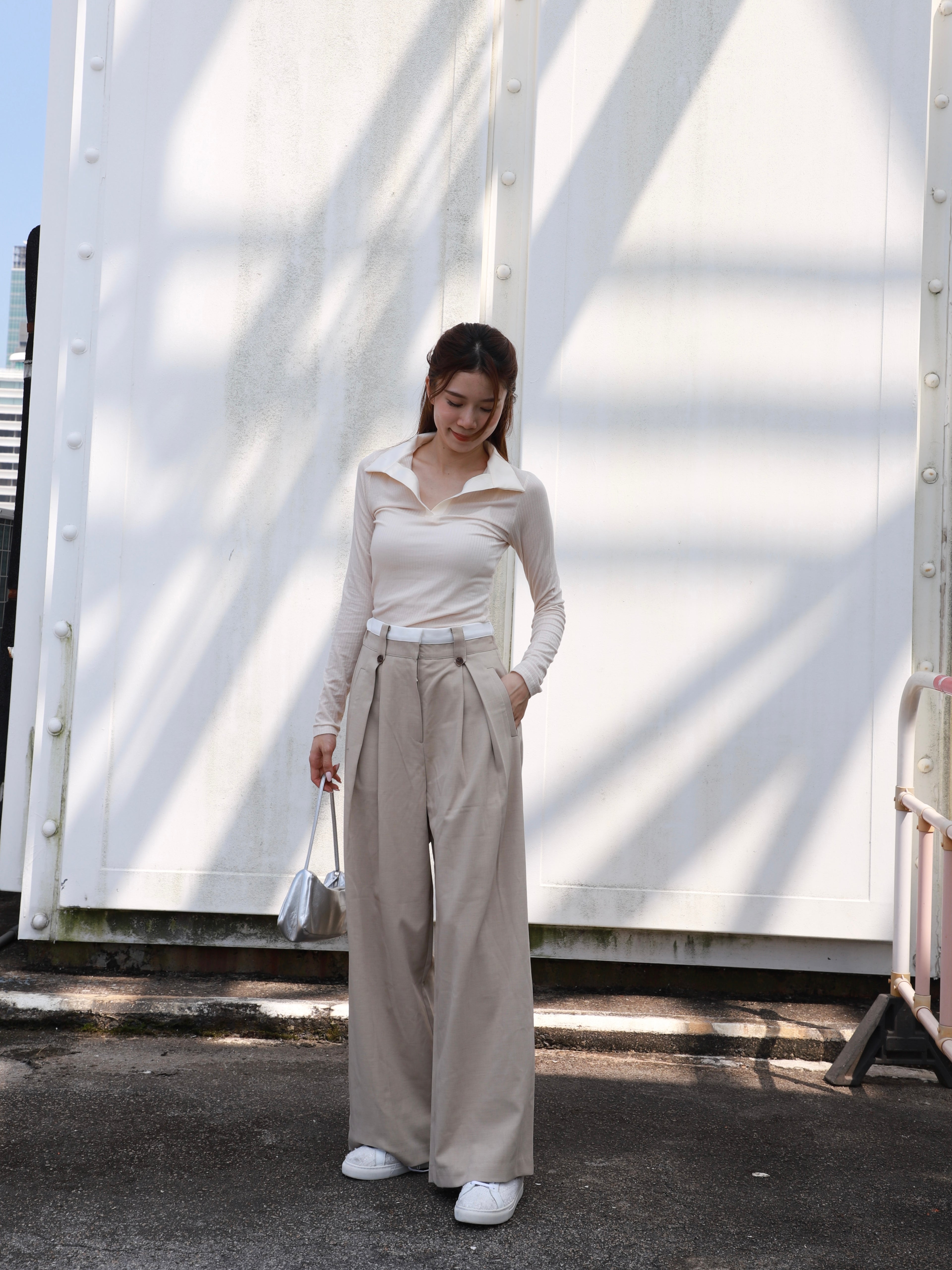 White Layered Chiffon Pants