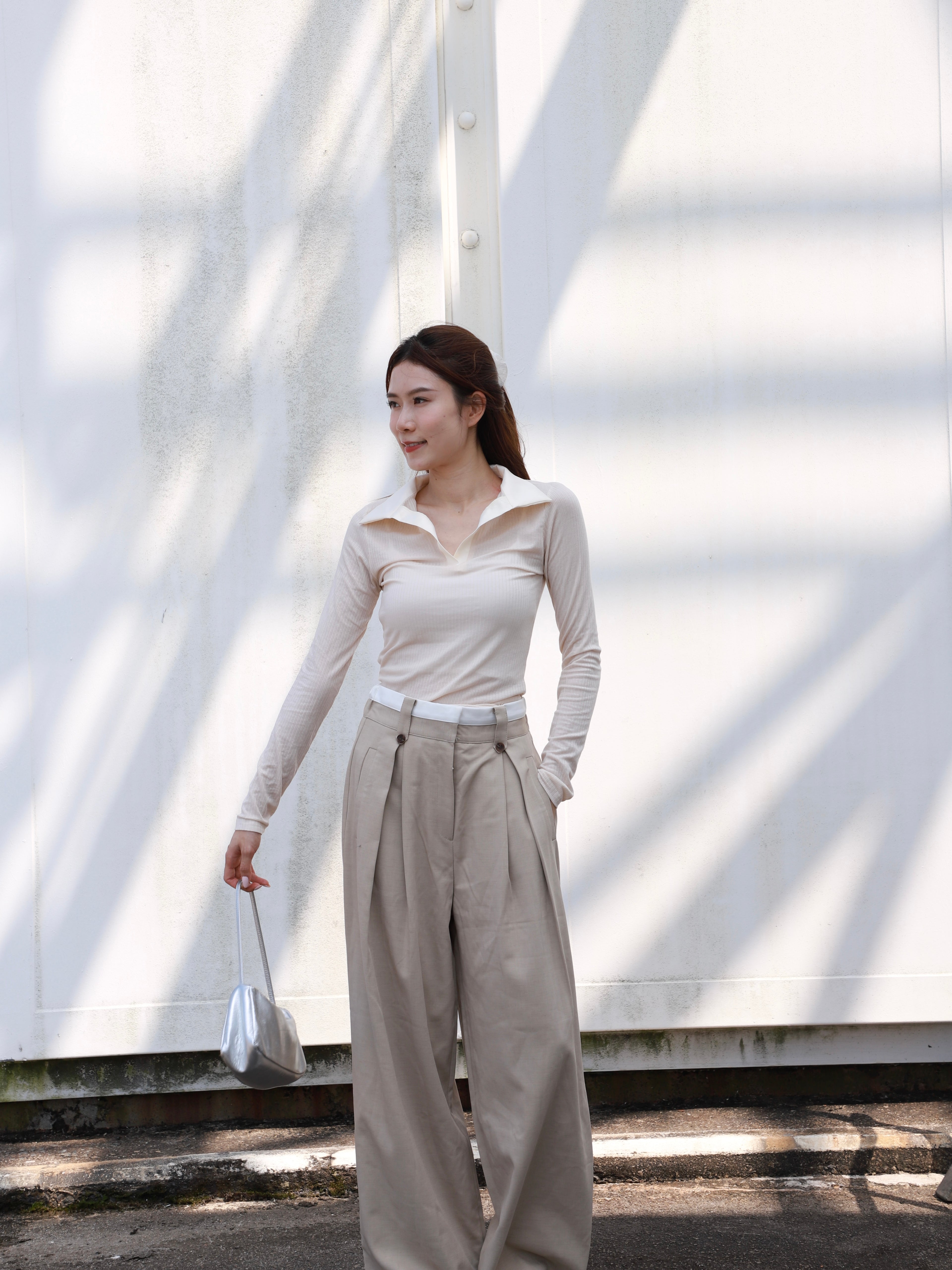 White Layered Chiffon Pants