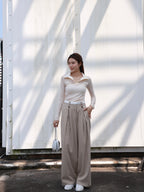 White Layered Chiffon Pants
