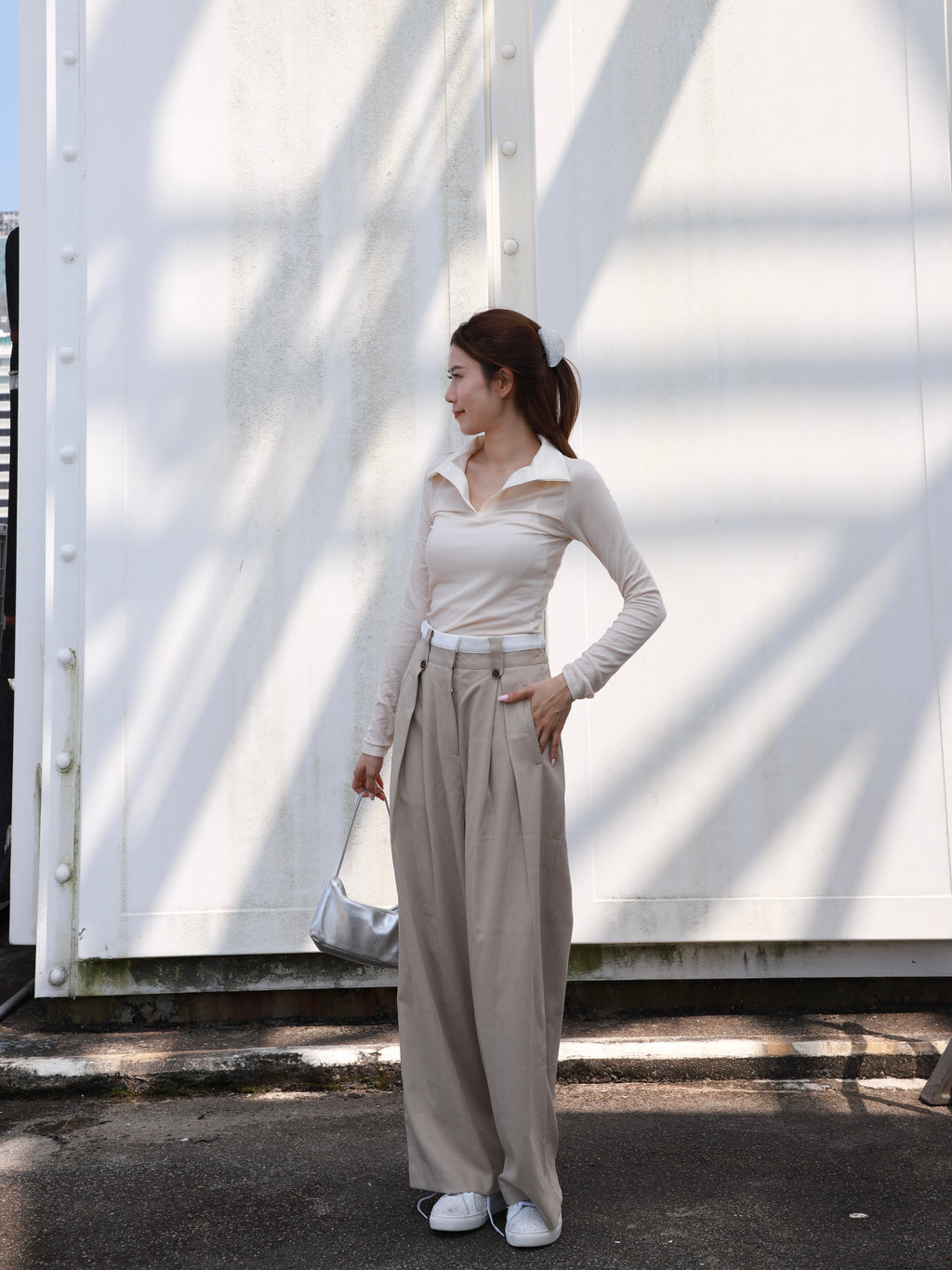 White Layered Chiffon Pants