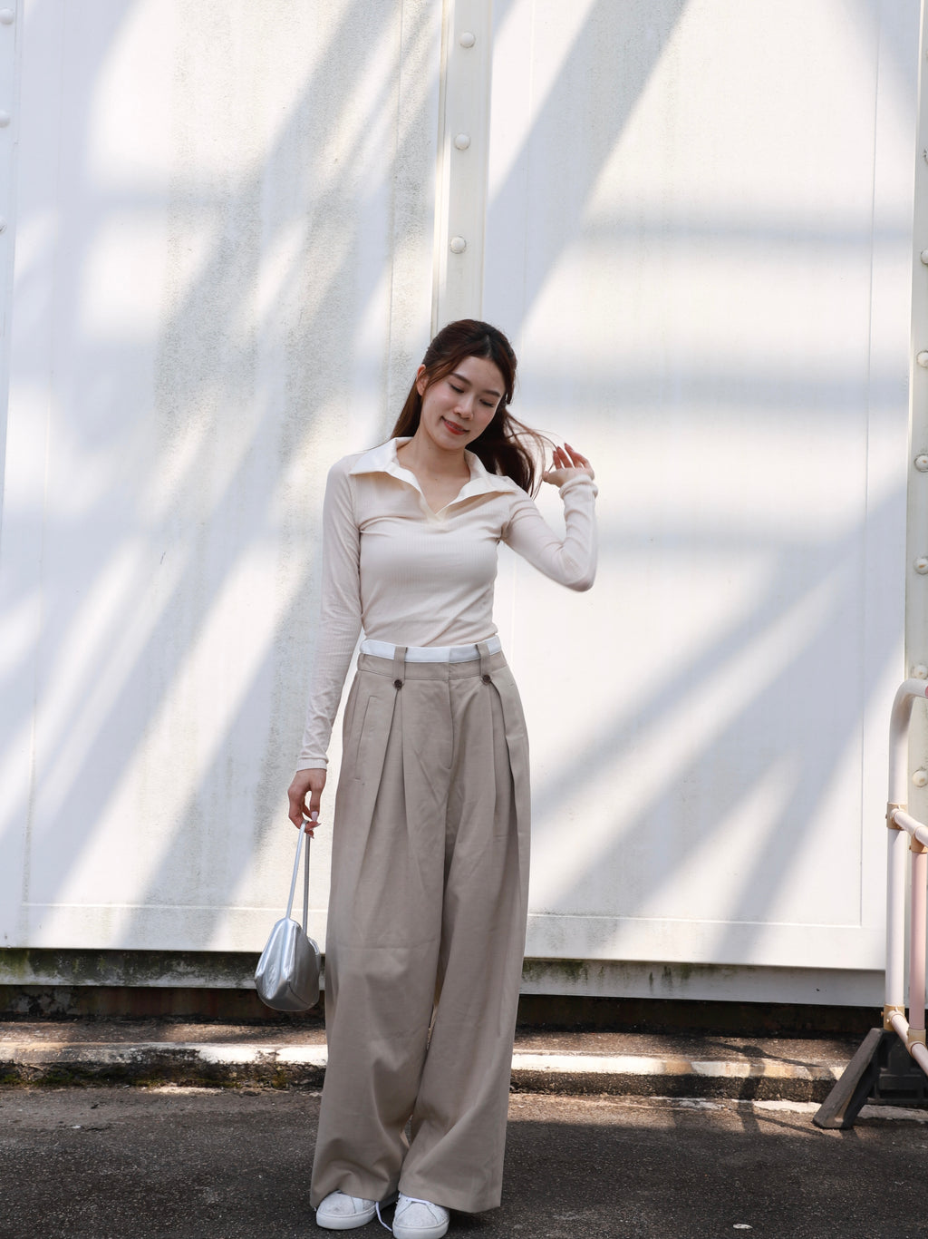 White Layered Chiffon Pants