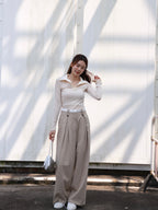 White Layered Chiffon Pants