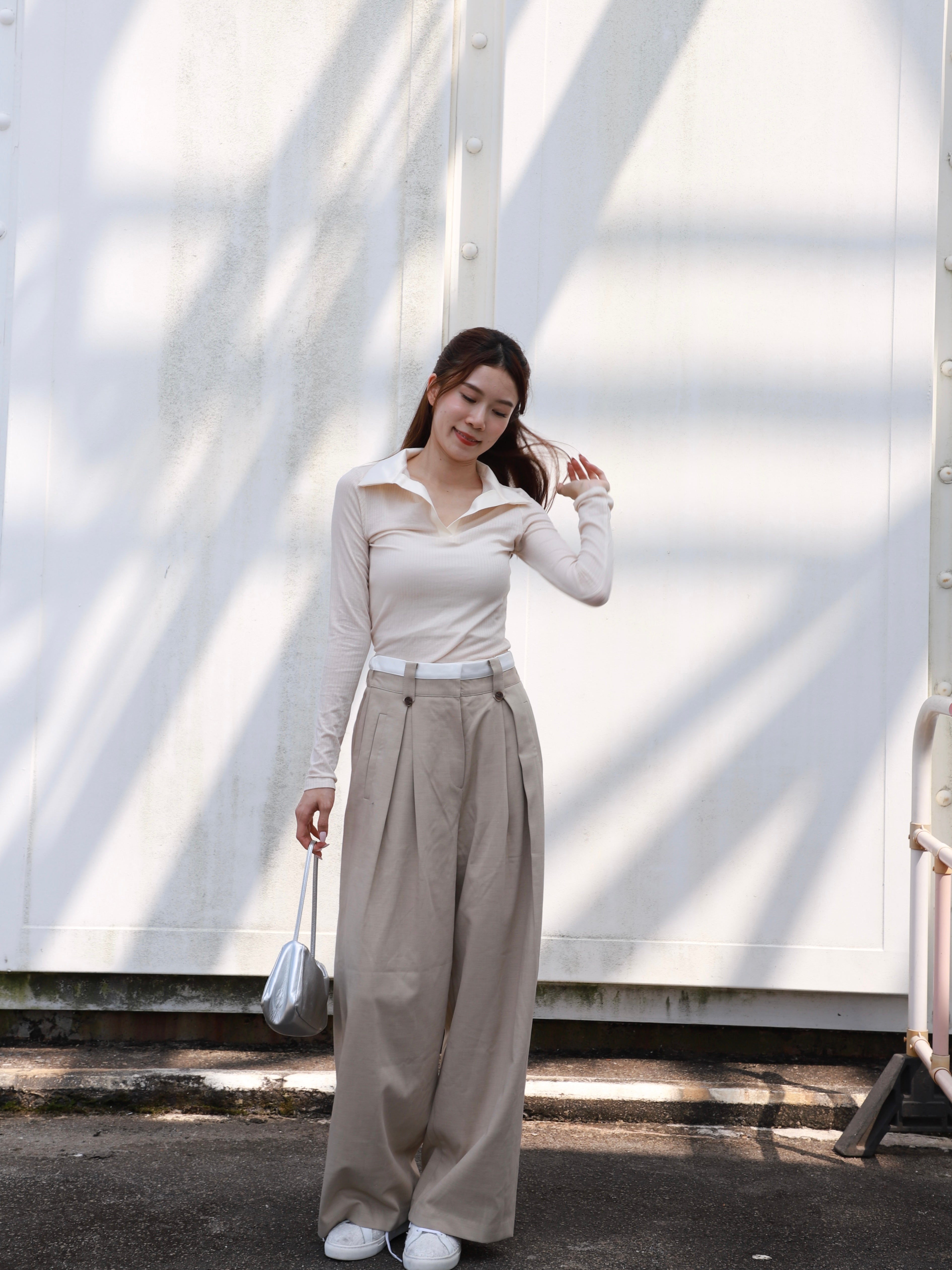 White Layered Chiffon Pants