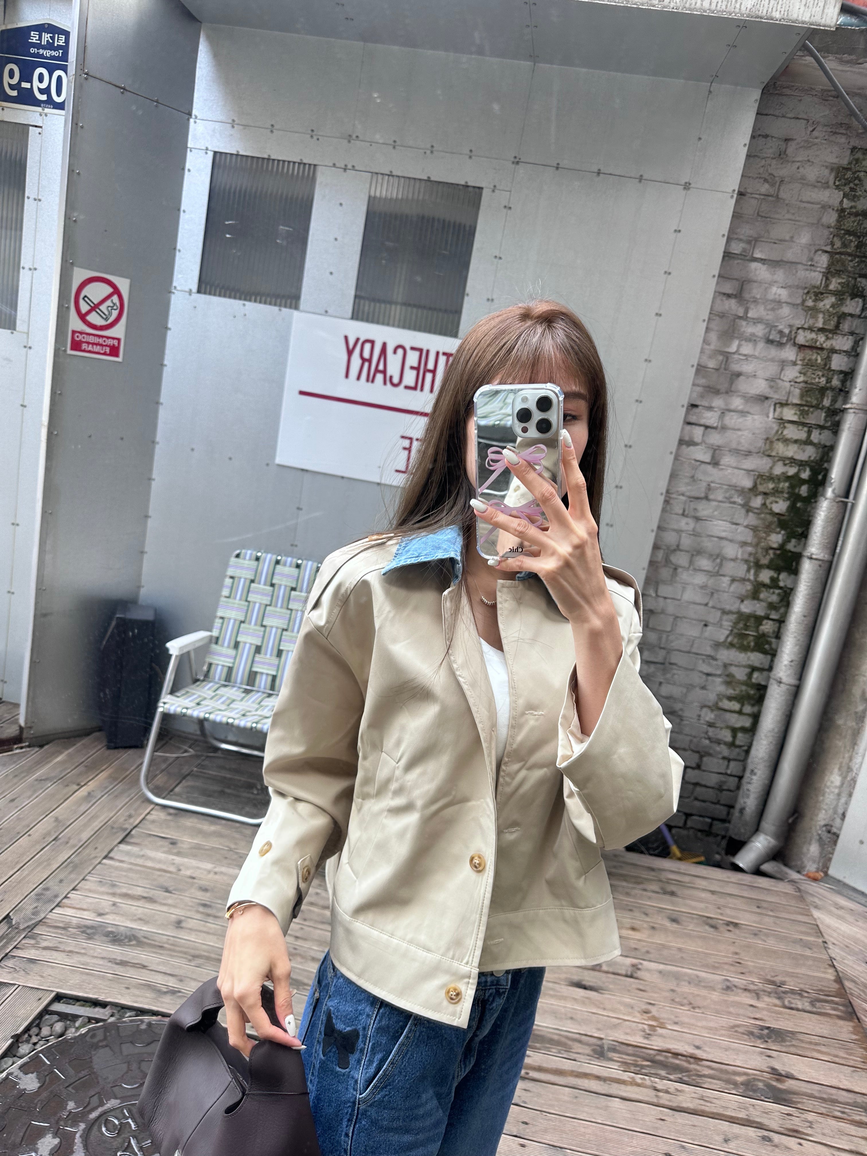 Denim Mix Trench Coat