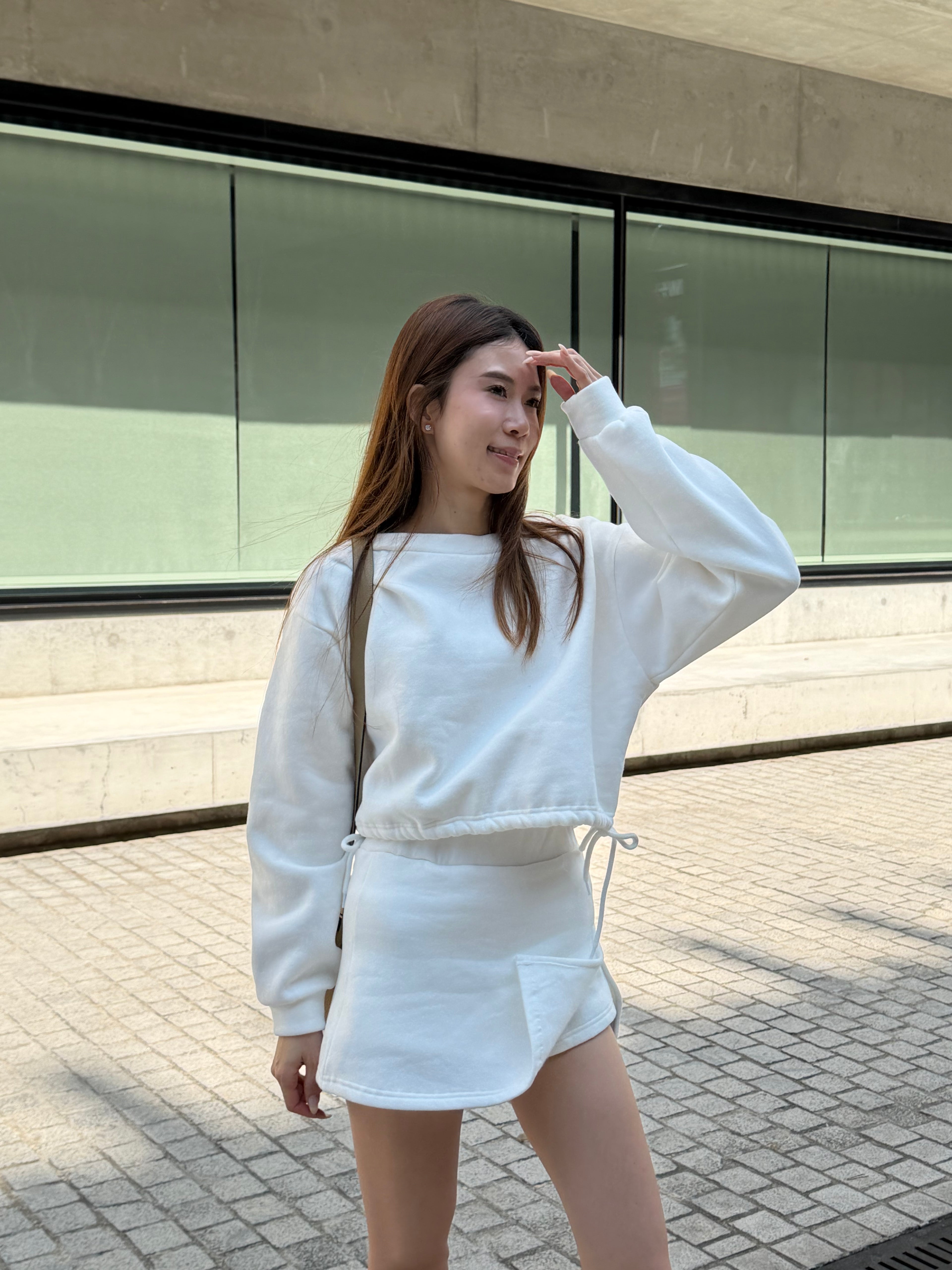 Cotton Fleece Top & Skirt Short Set