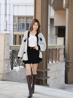 Tweed Fluffy Oversized Cardigan