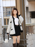 Tweed Fluffy Oversized Cardigan