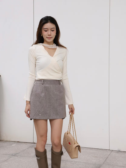 Lace Cross Long Cotton Sleeves Top