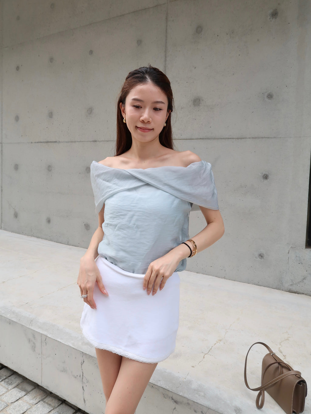 Chiffon Off Shoulder Grand T Shirt