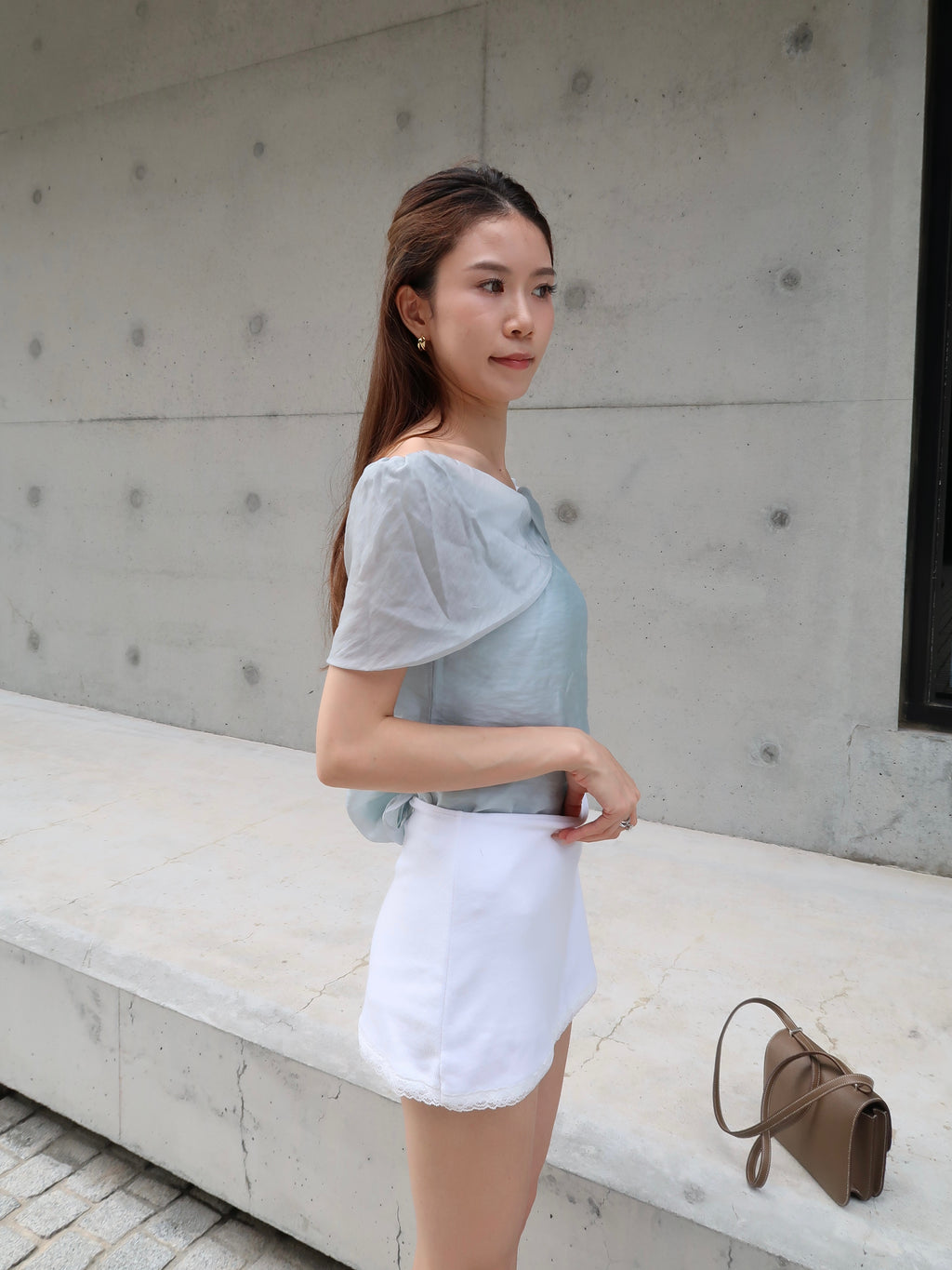 Chiffon Off Shoulder Grand T Shirt