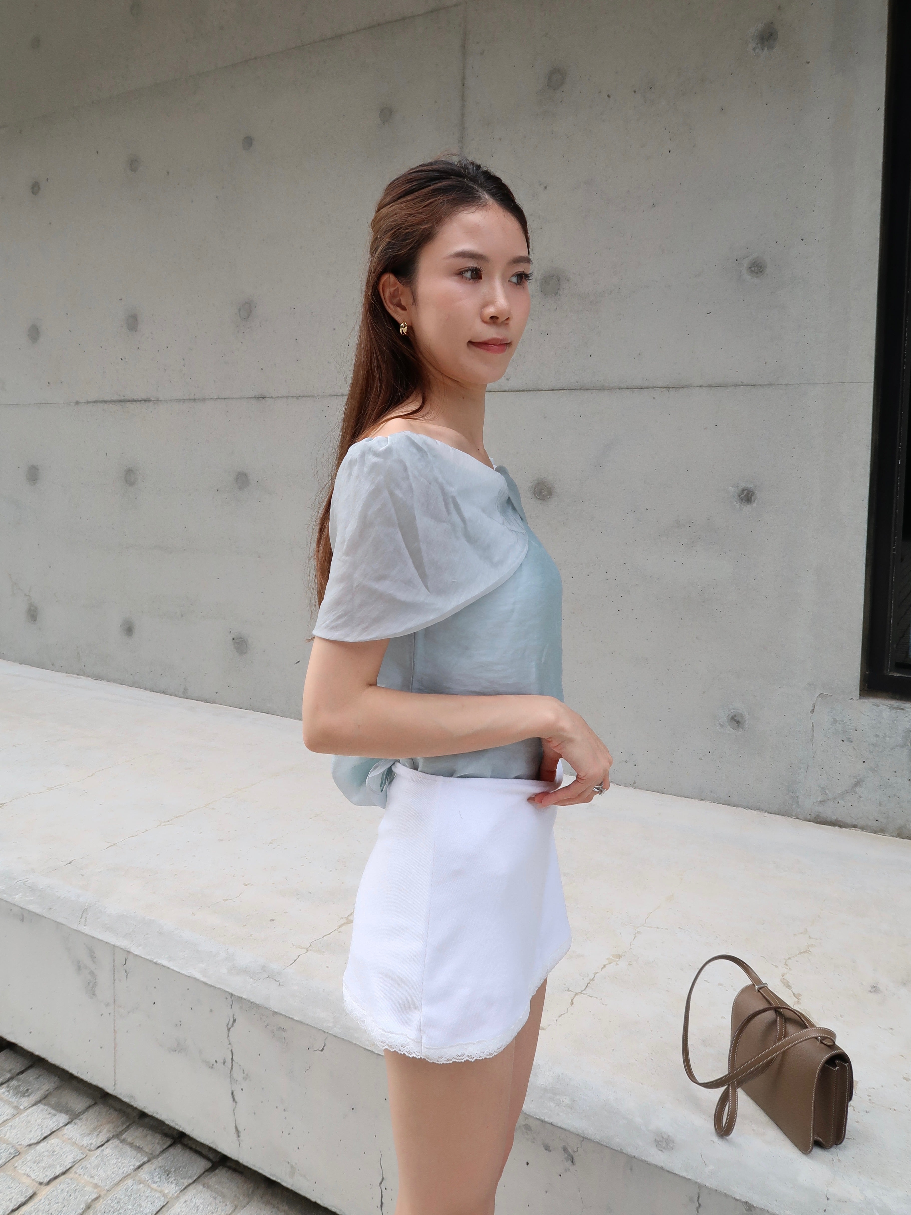 Chiffon Off Shoulder Grand T Shirt