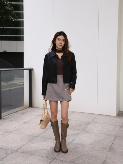 Real Leather Collar Jacket