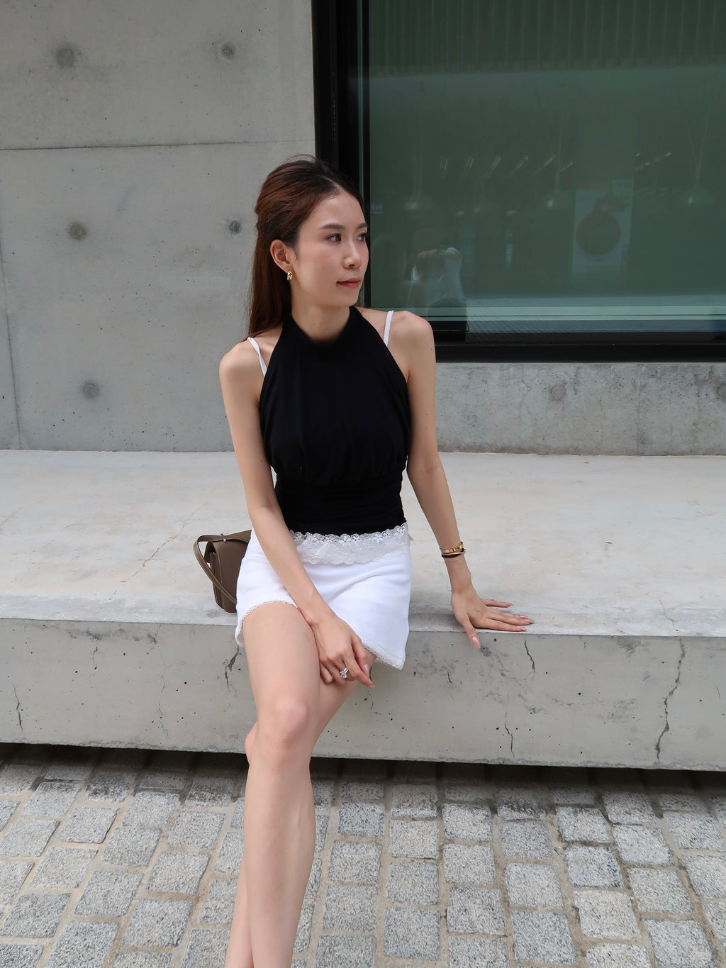 Crewneck Lace Cotton Tank Top
