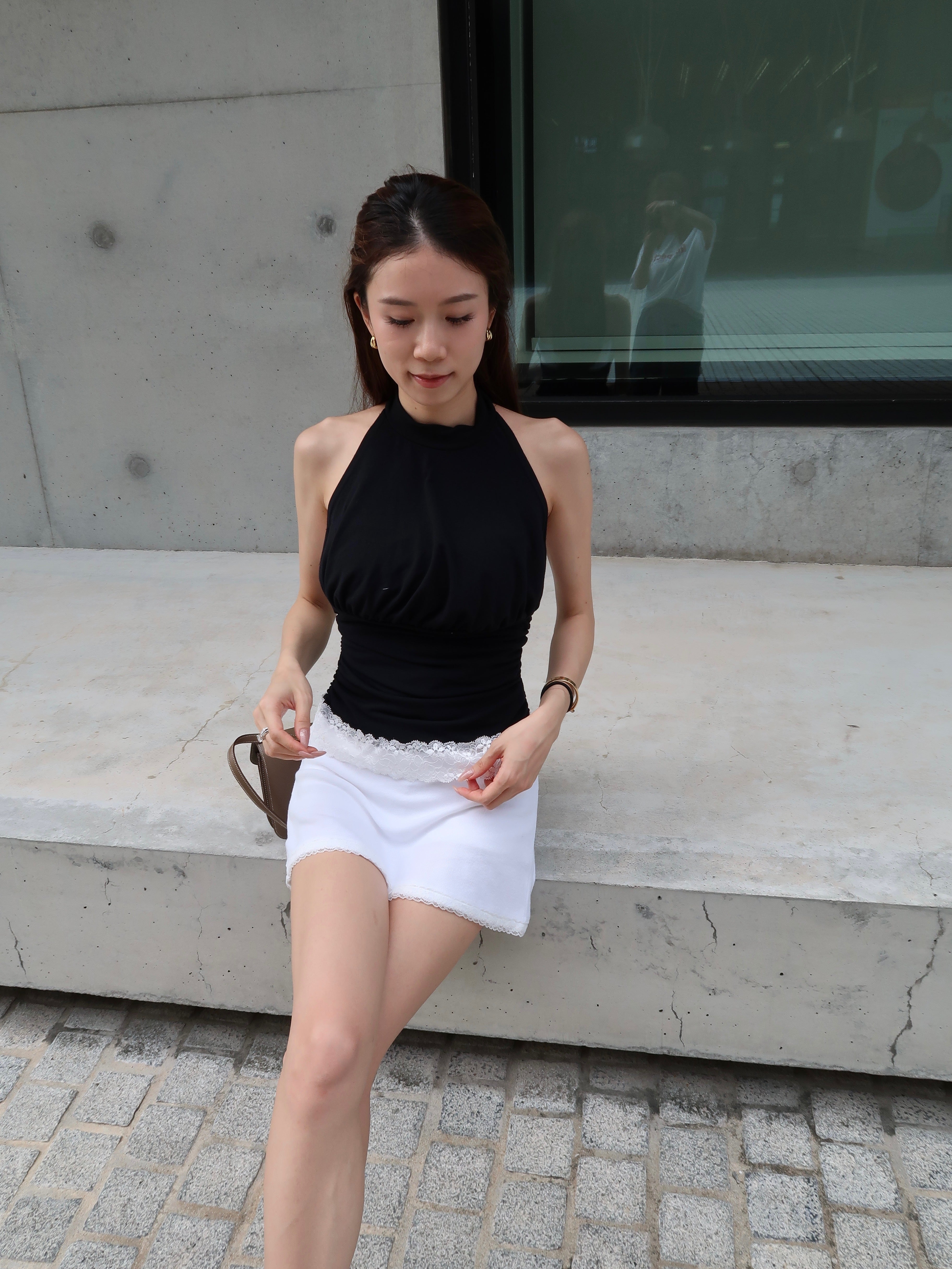 Crewneck Lace Cotton Tank Top