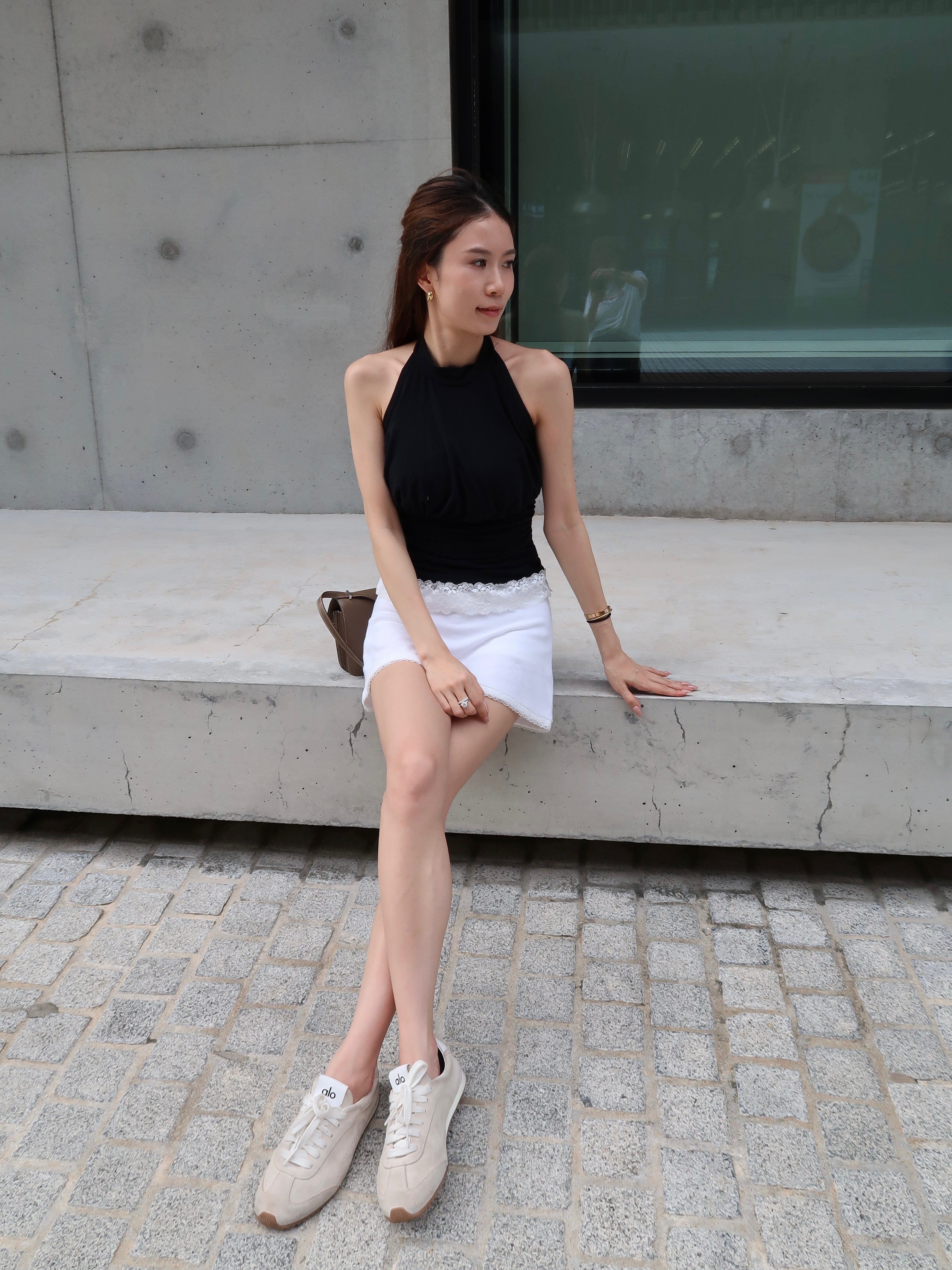 Crewneck Lace Cotton Tank Top