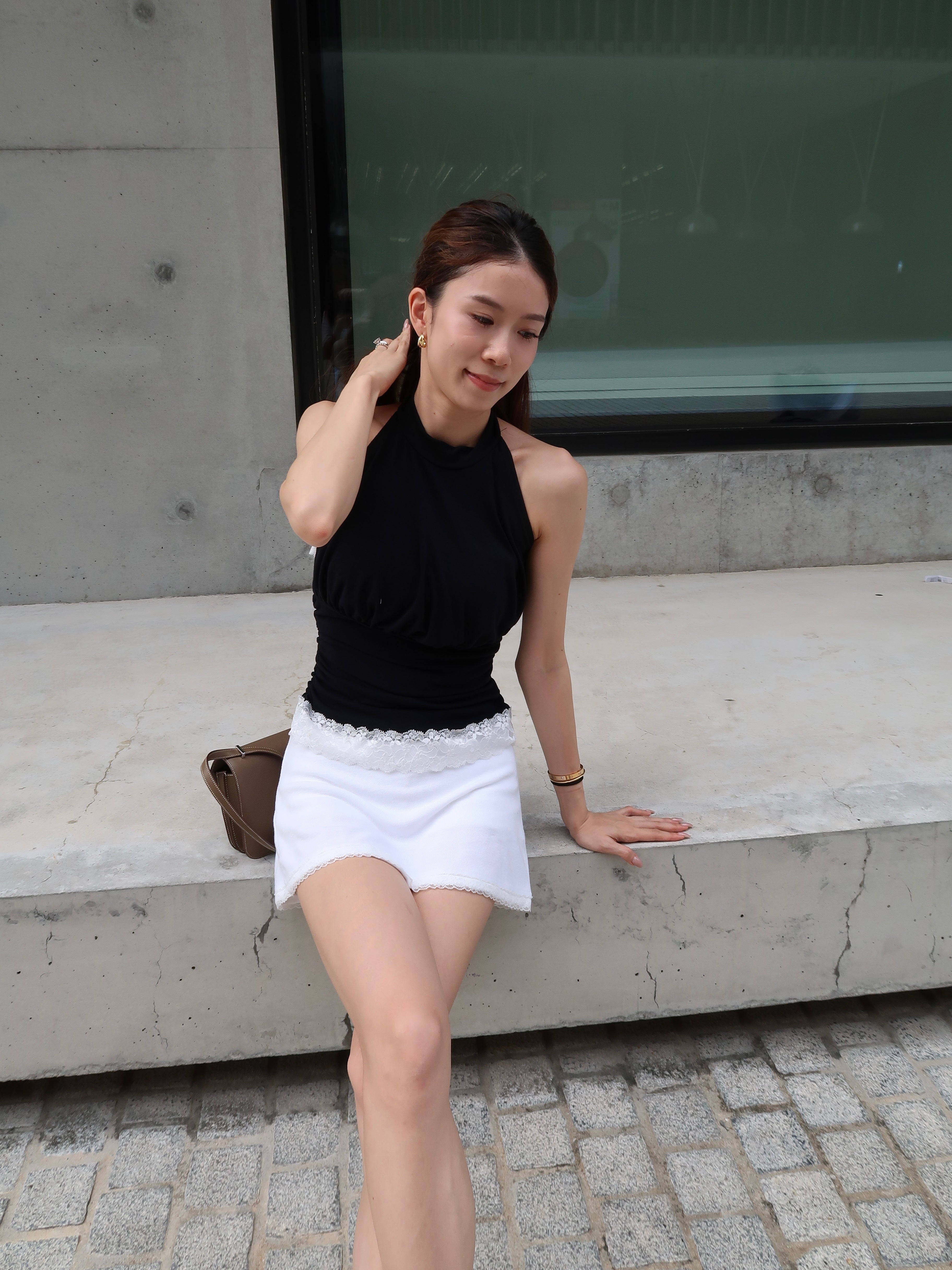 Crewneck Lace Cotton Tank Top
