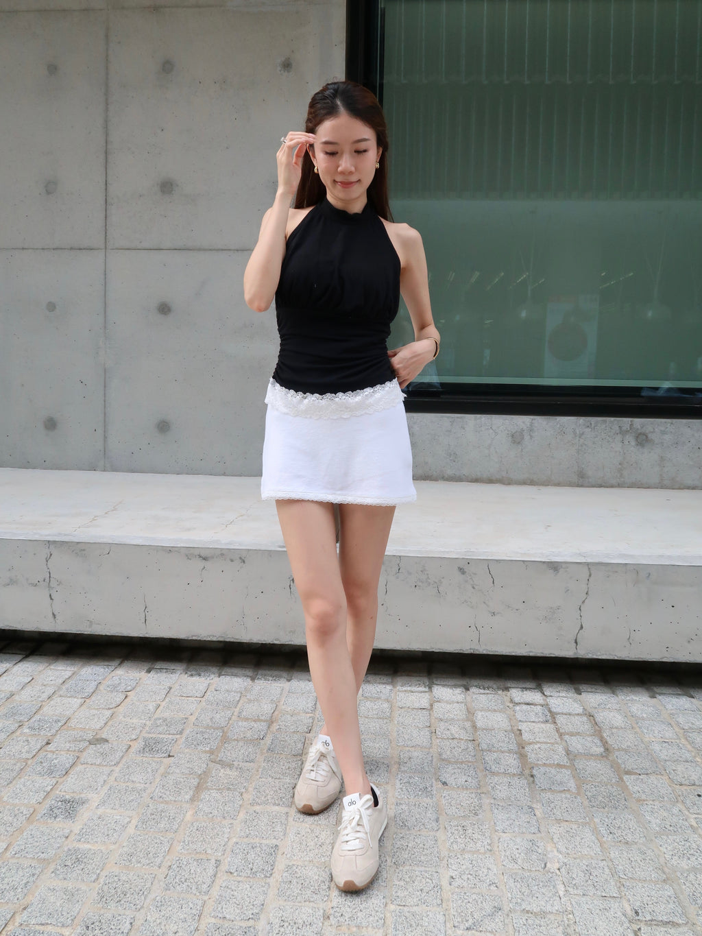 Crewneck Lace Cotton Tank Top