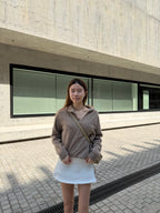 Wool Hoodie V neck Top