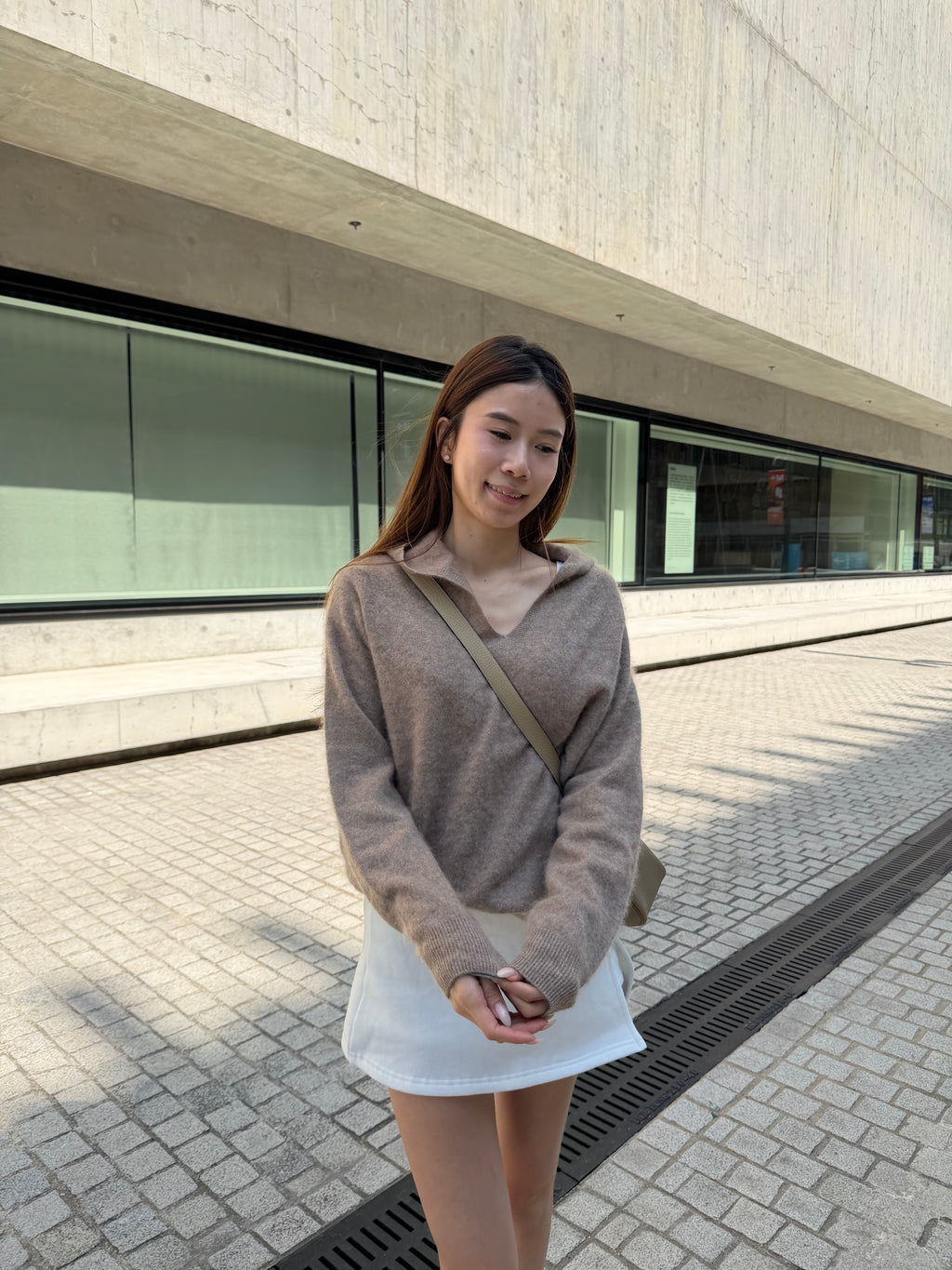 Wool Hoodie V neck Top