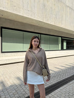 Wool Hoodie V neck Top