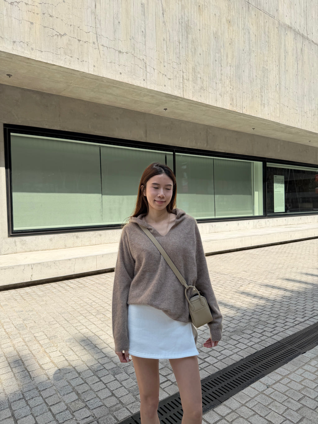 Wool Hoodie V neck Top