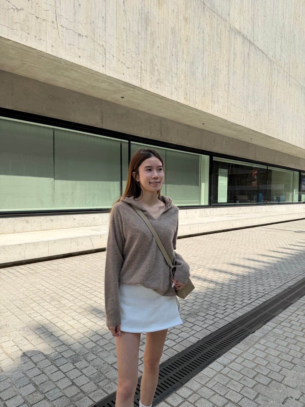 Wool Hoodie V neck Top
