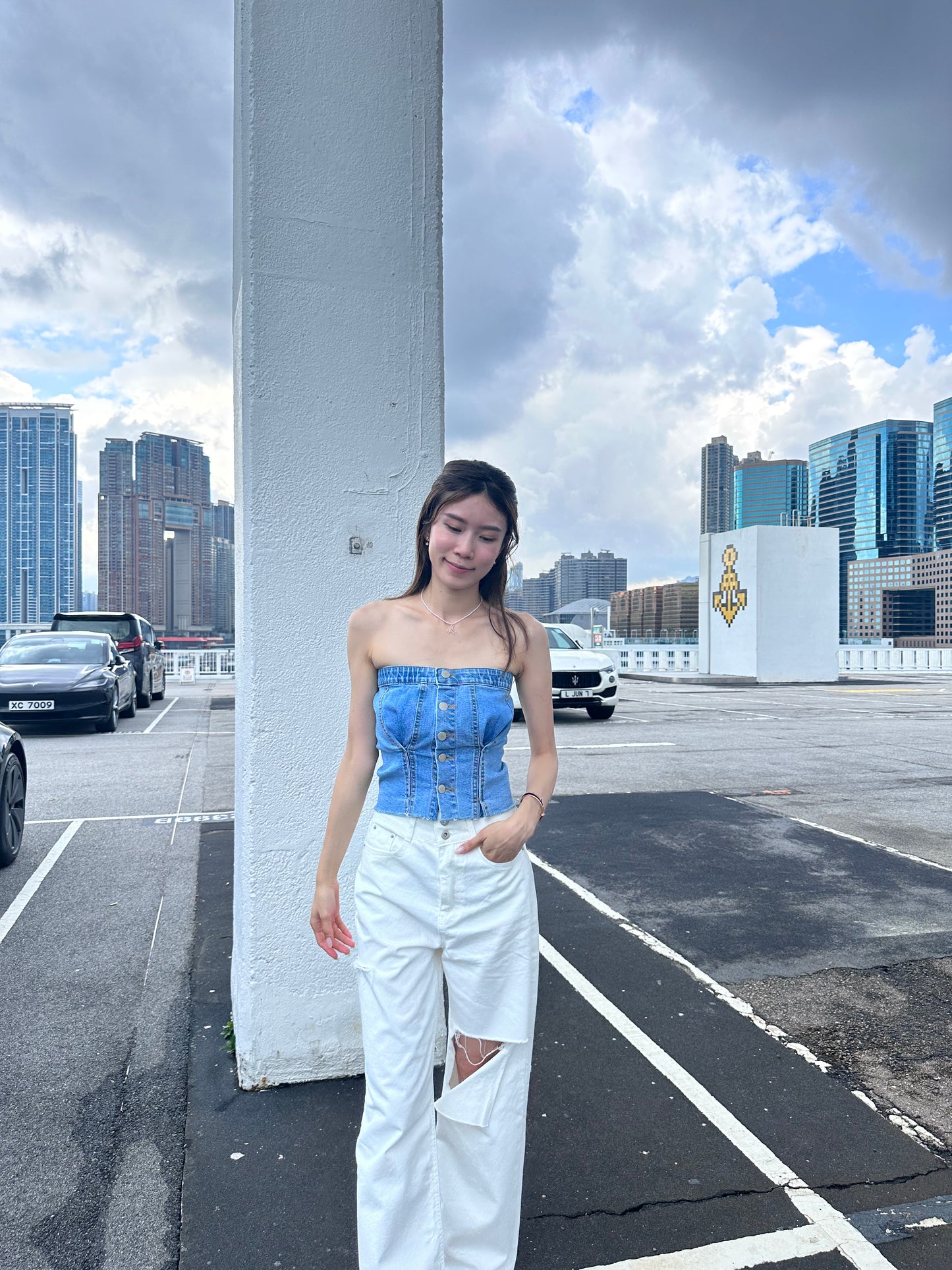 Off Shoulder Denim Top