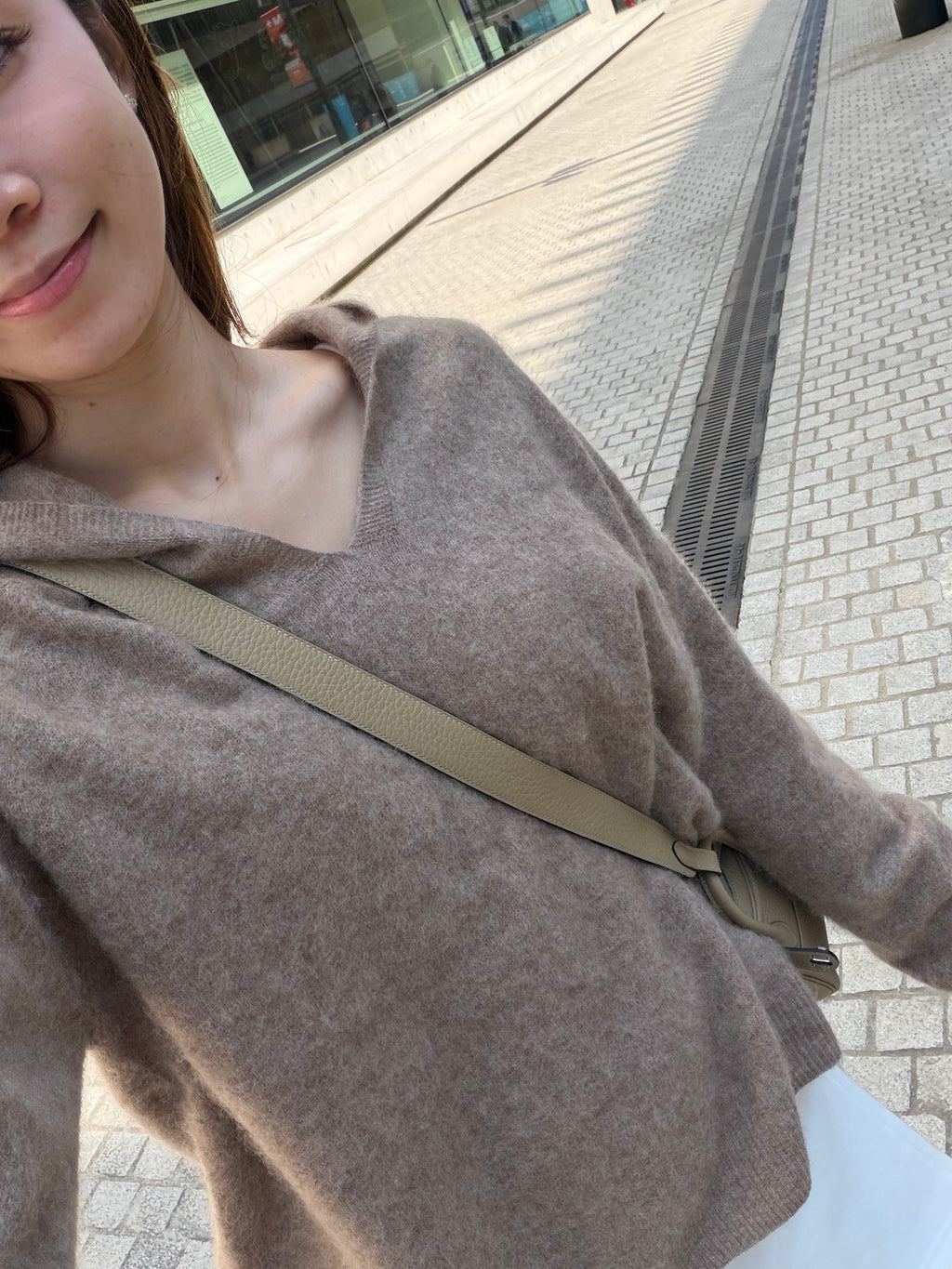 Wool Hoodie V neck Top