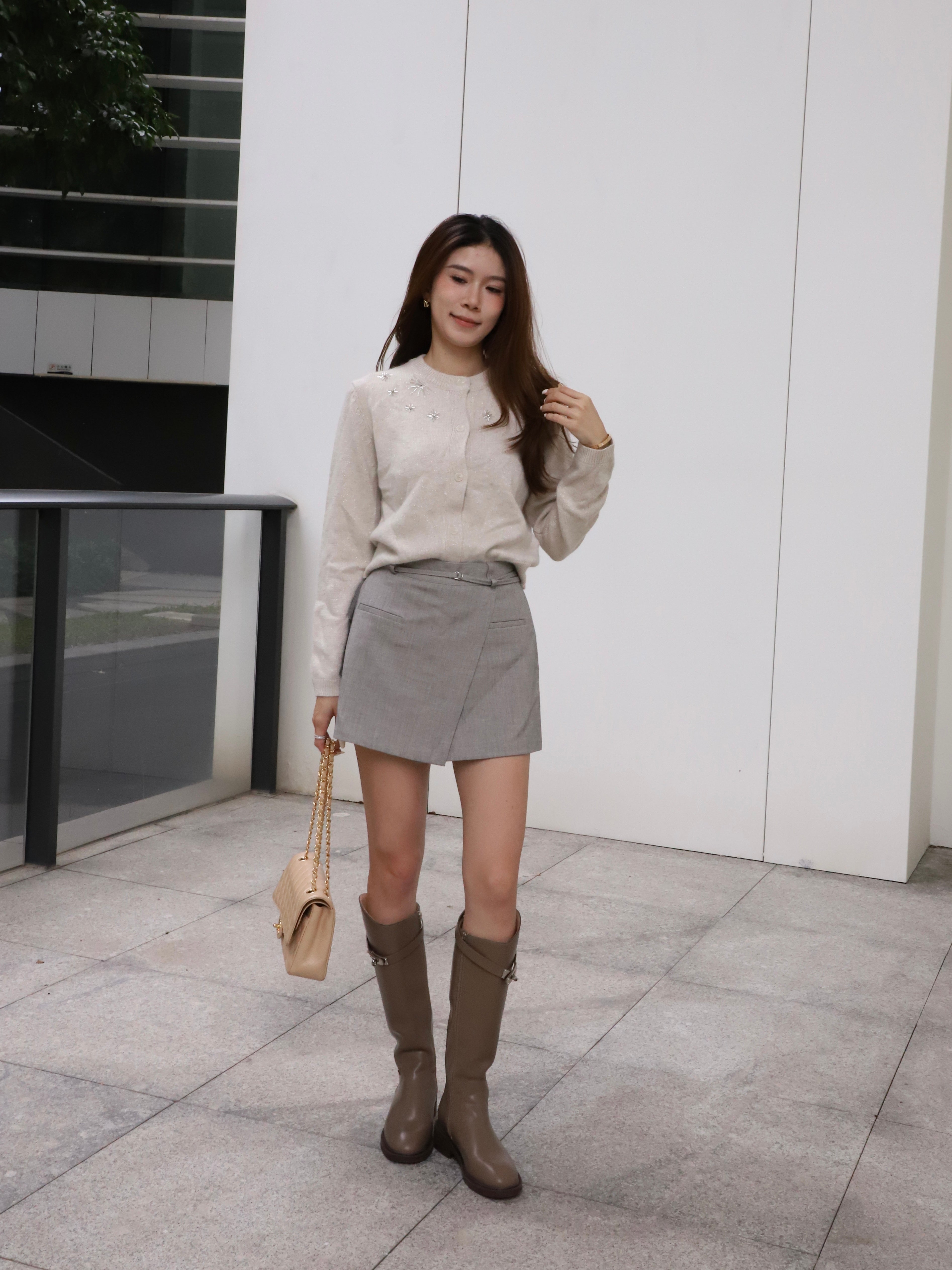 Grey Formal Skirt Shorts