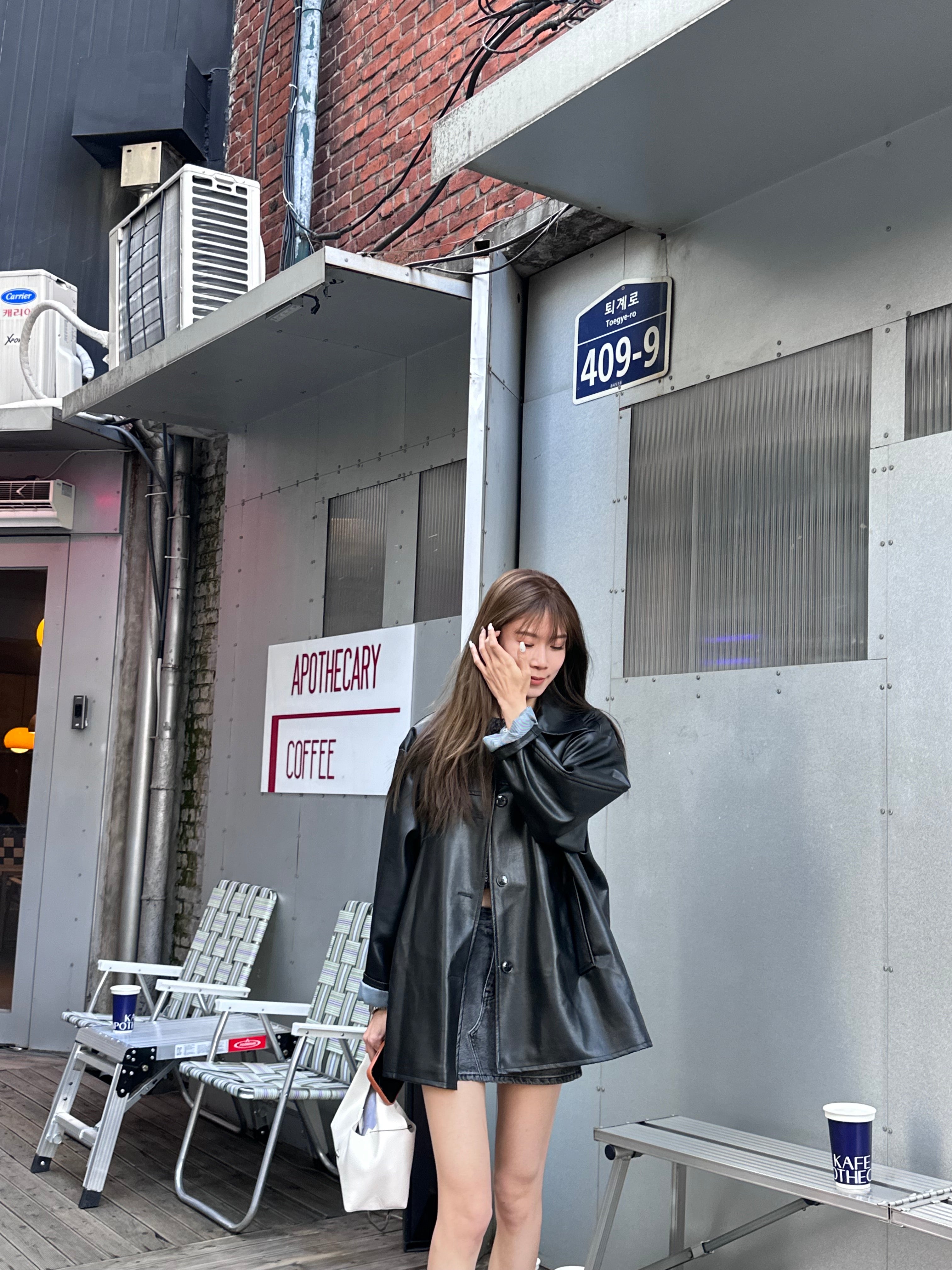 Mid Length Leather Jacket
