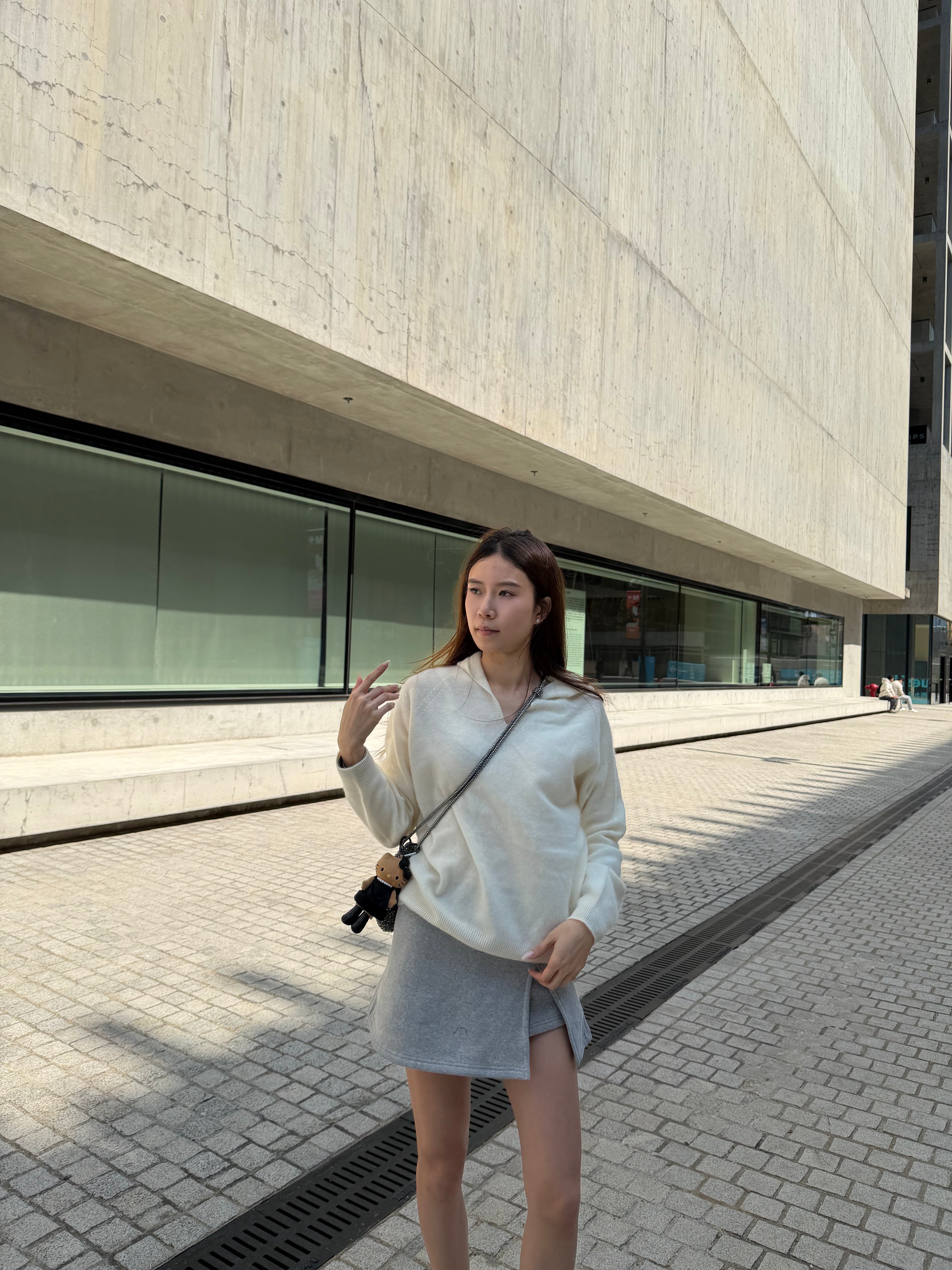 Wool Hoodie V neck Top