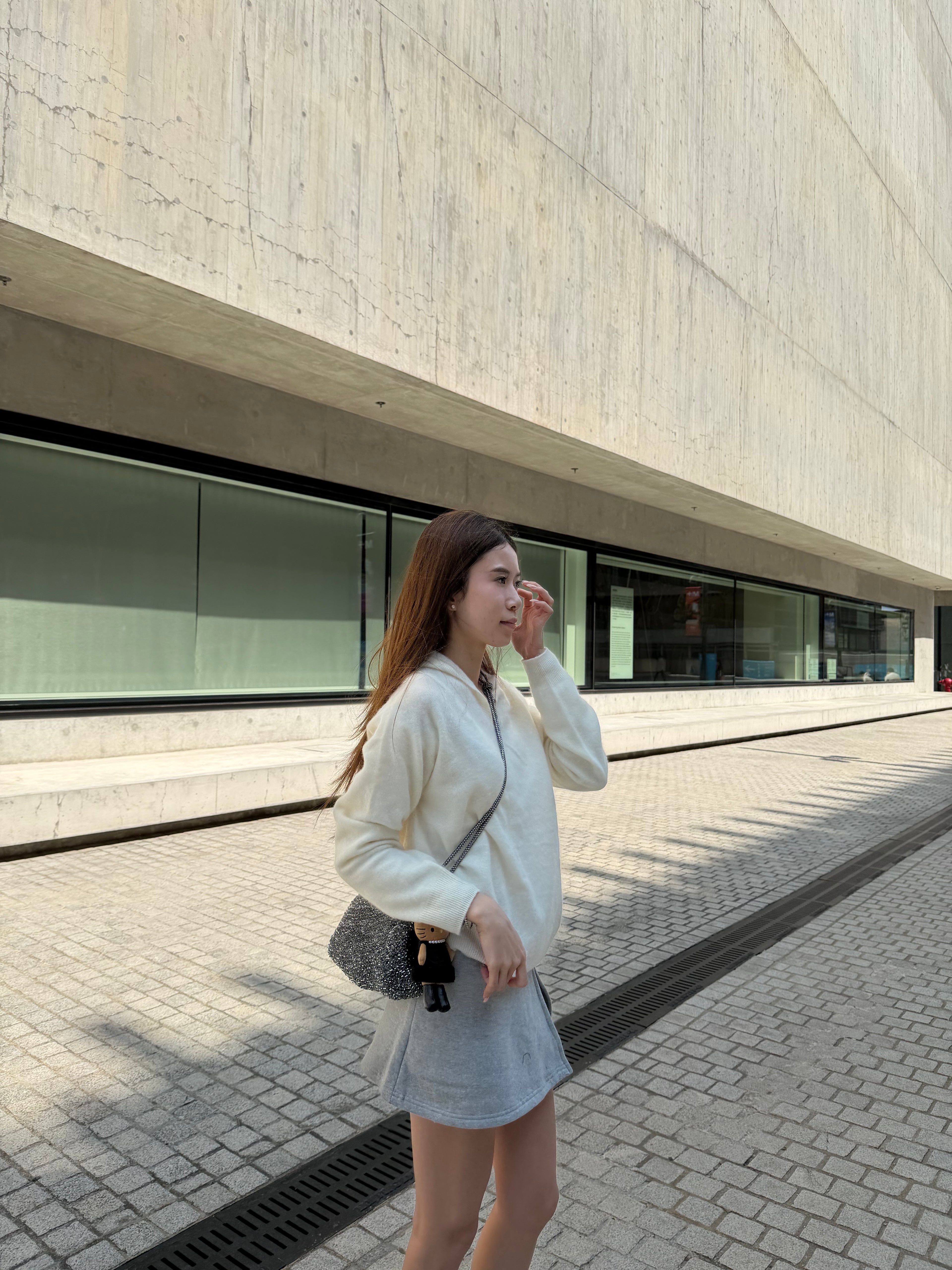 Wool Hoodie V neck Top