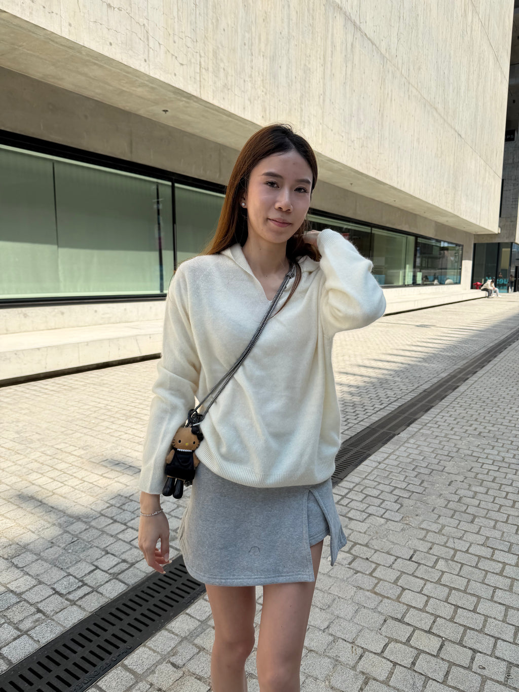 Wool Hoodie V neck Top