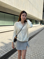 Wool Hoodie V neck Top