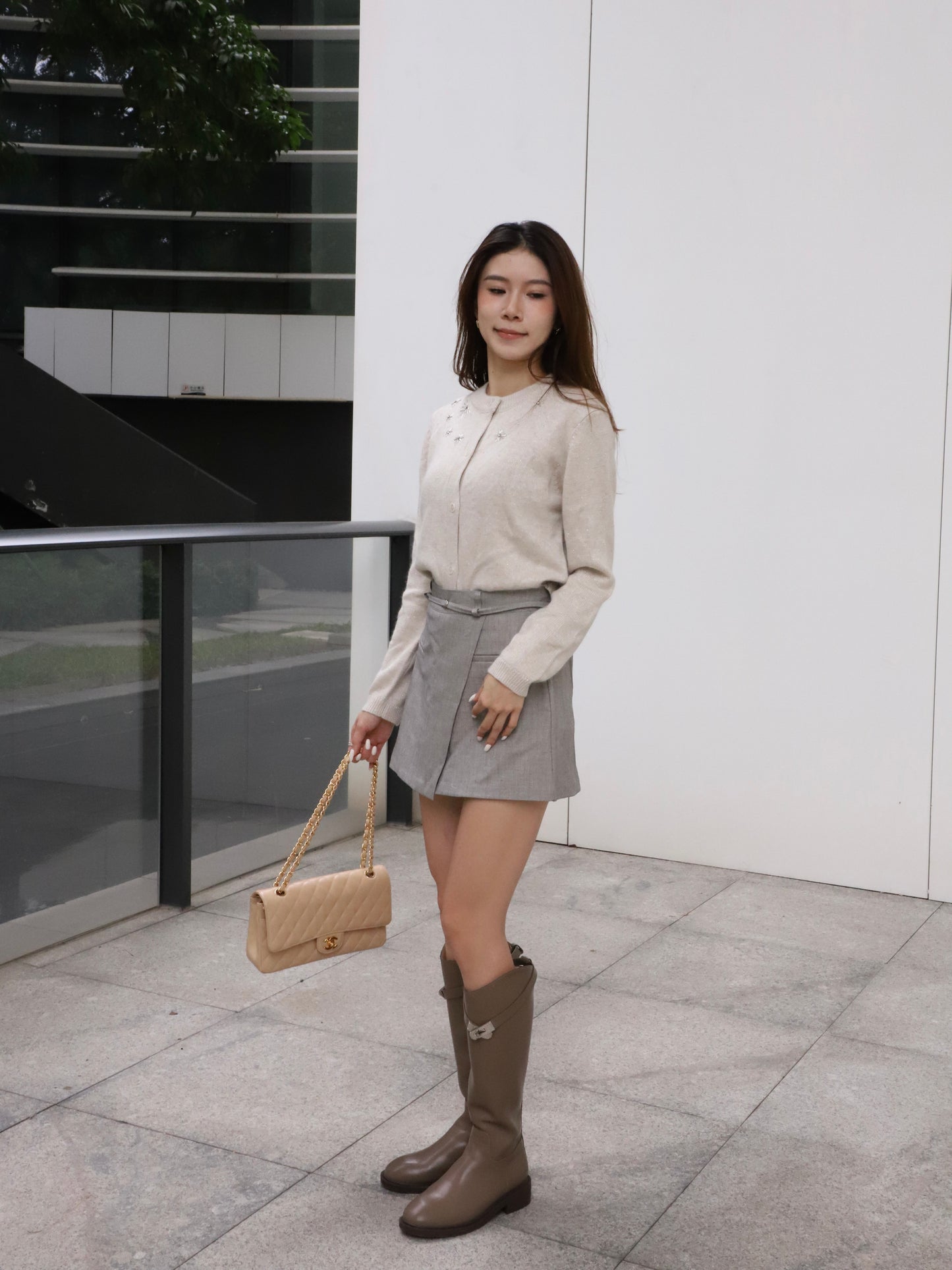 Grey Formal Skirt Shorts