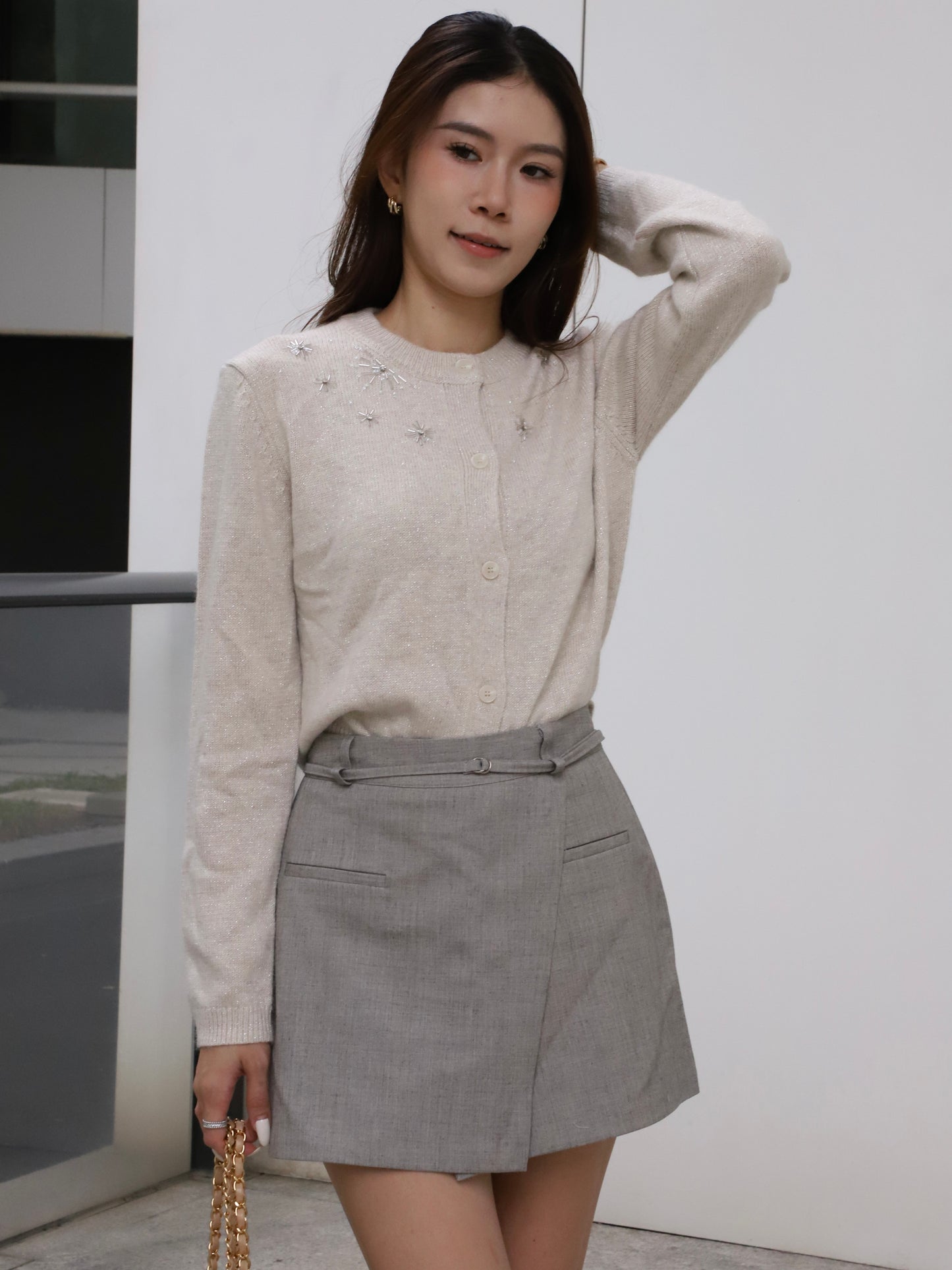 Star Attached Cashmere Cardigan