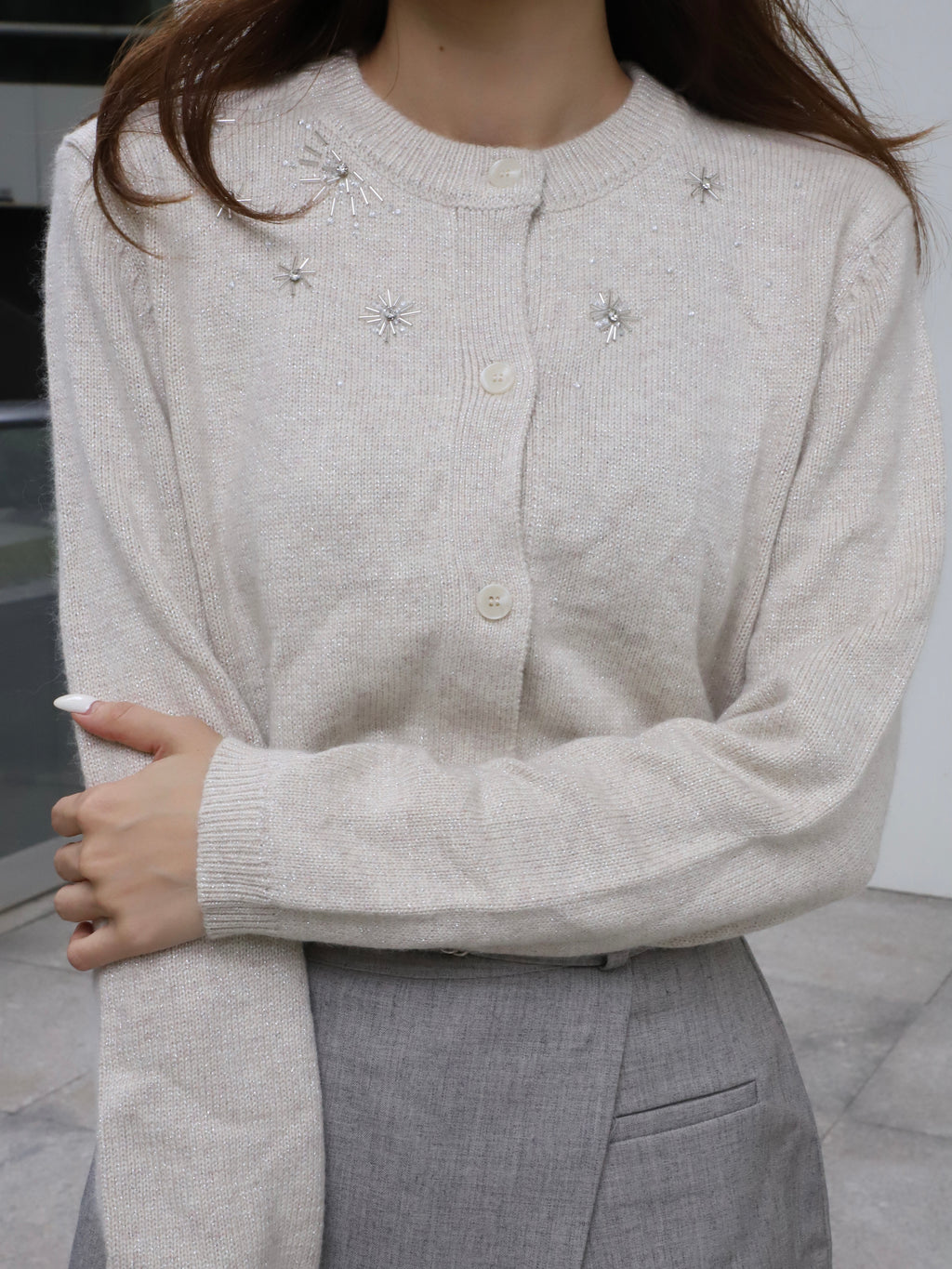 Star Attached Cashmere Cardigan