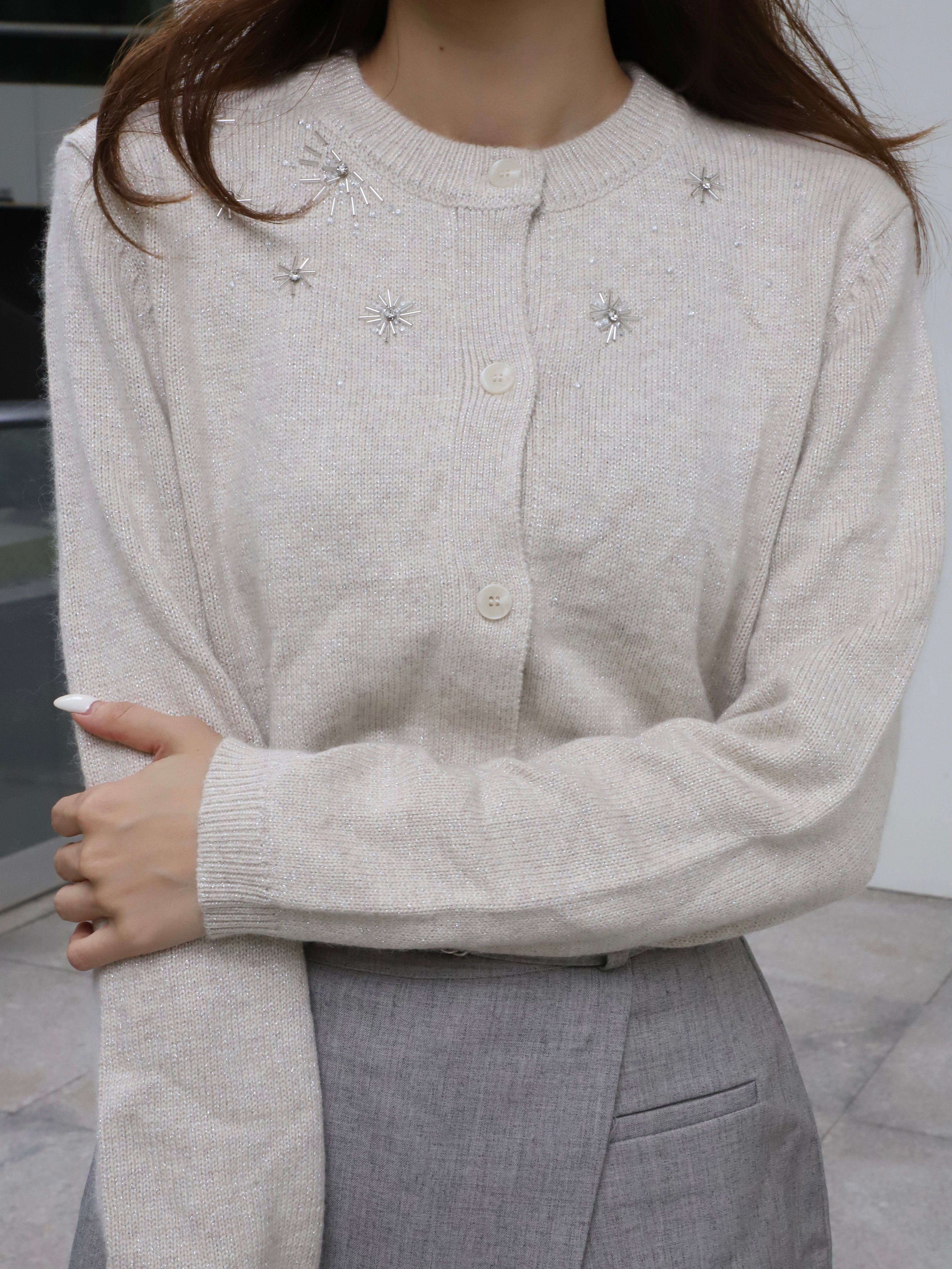 Star Attached Cashmere Cardigan