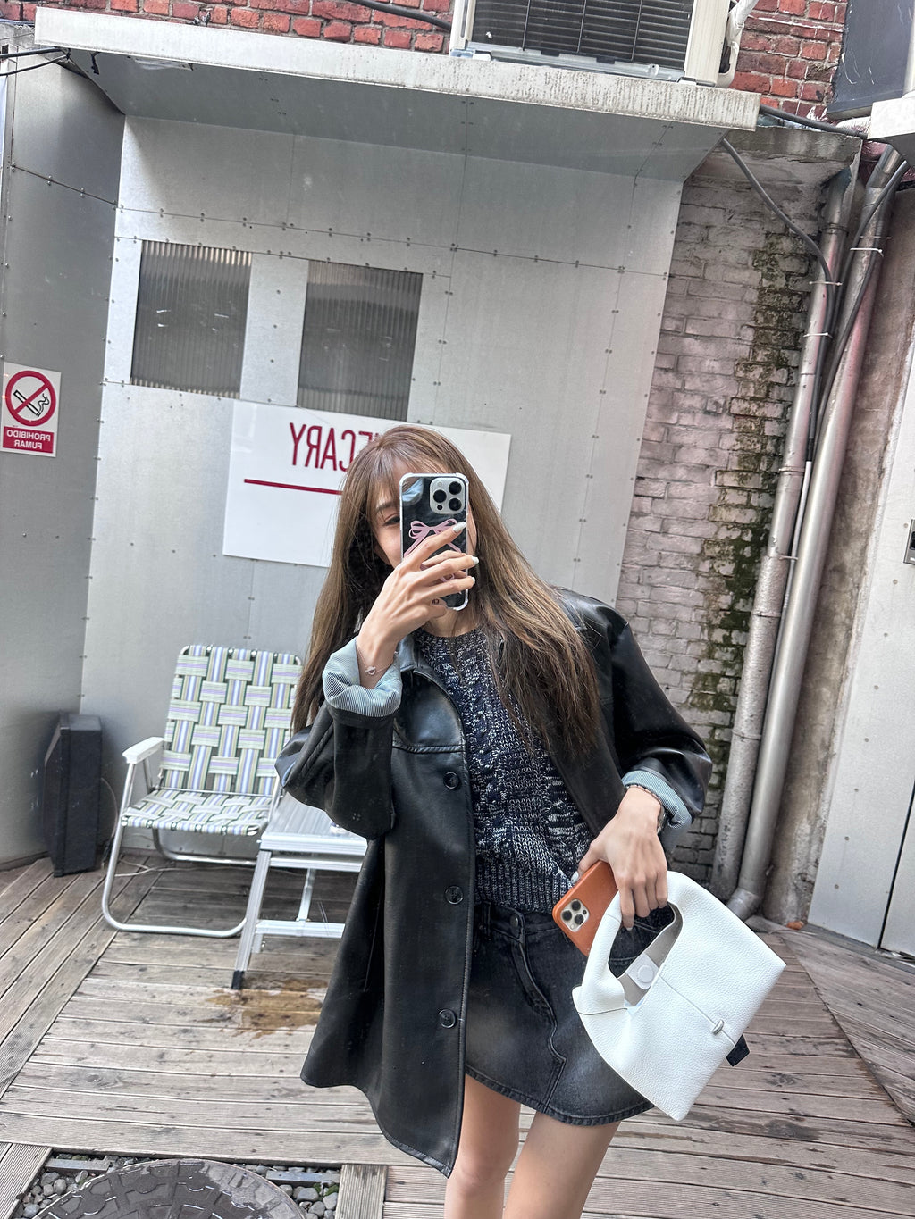 Mid Length Leather Jacket