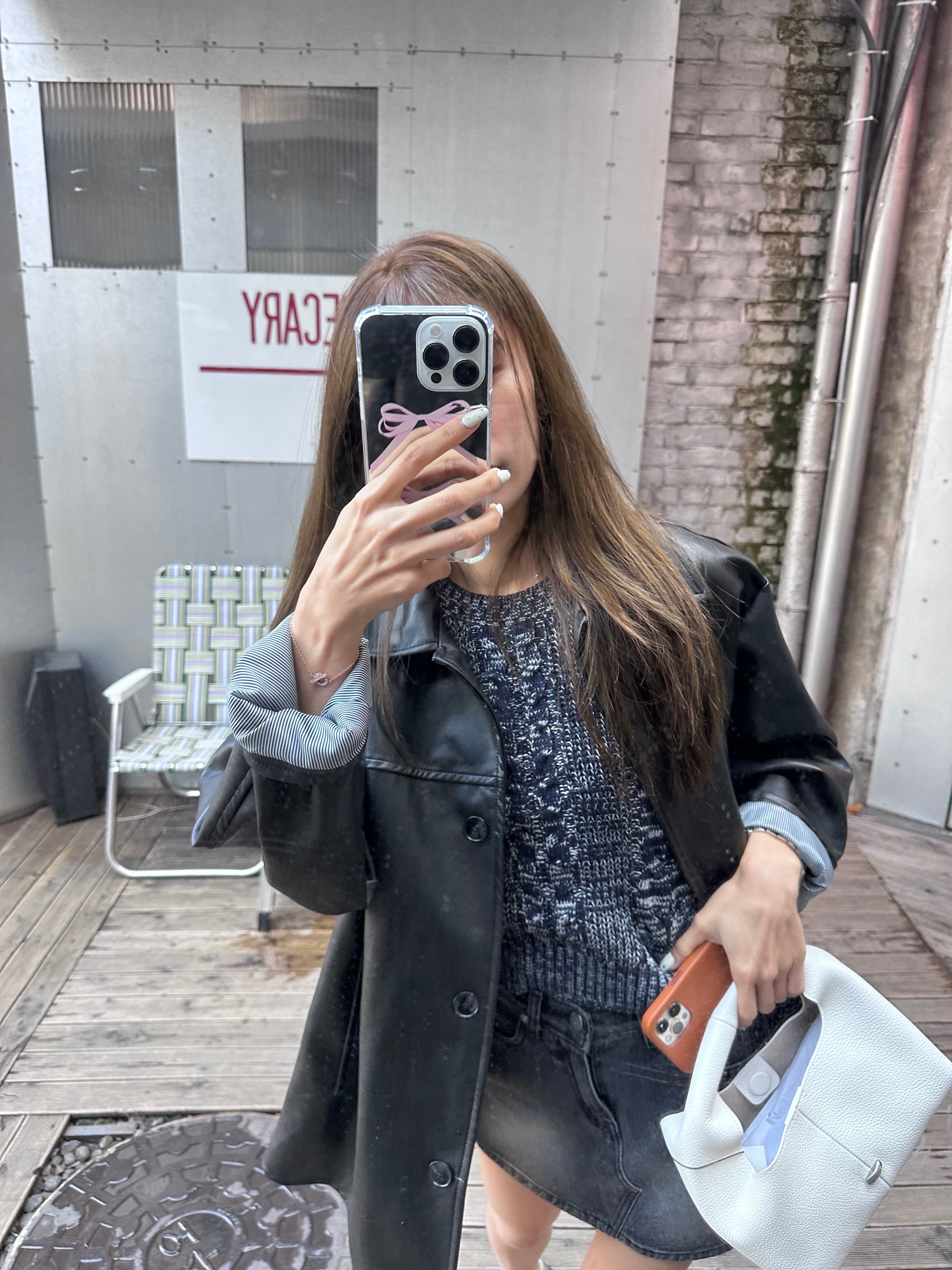 Mid Length Leather Jacket