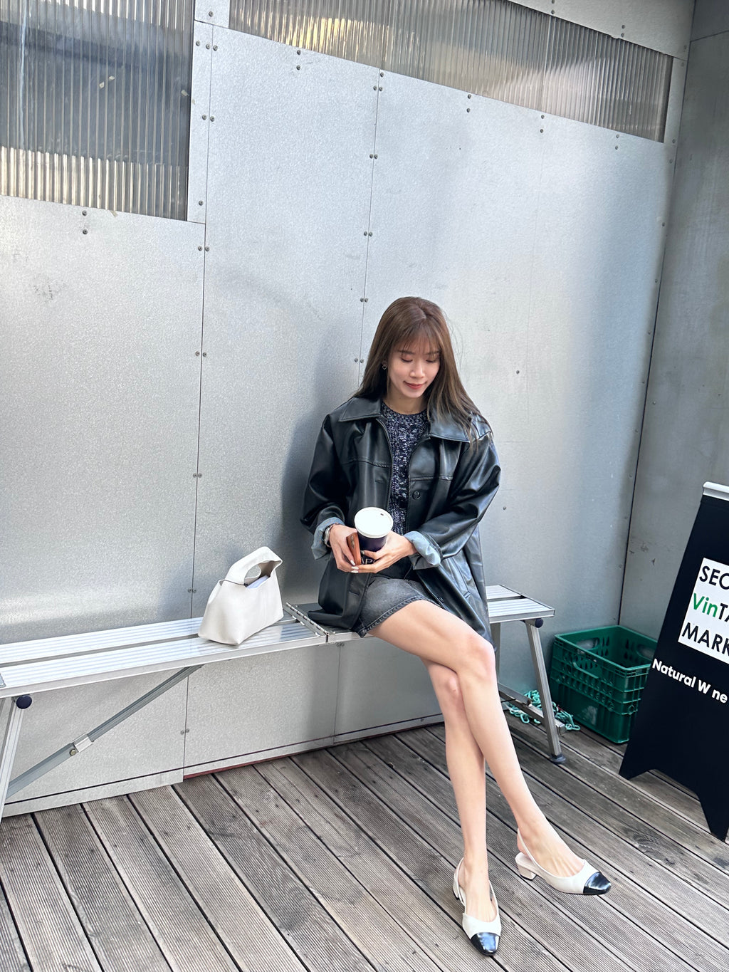 Mid Length Leather Jacket