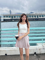 Tied Waist Floral Mini Skirt