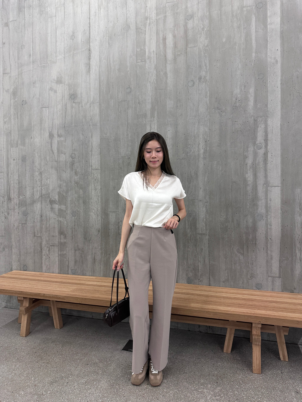 Lace V Neck Silky T Top