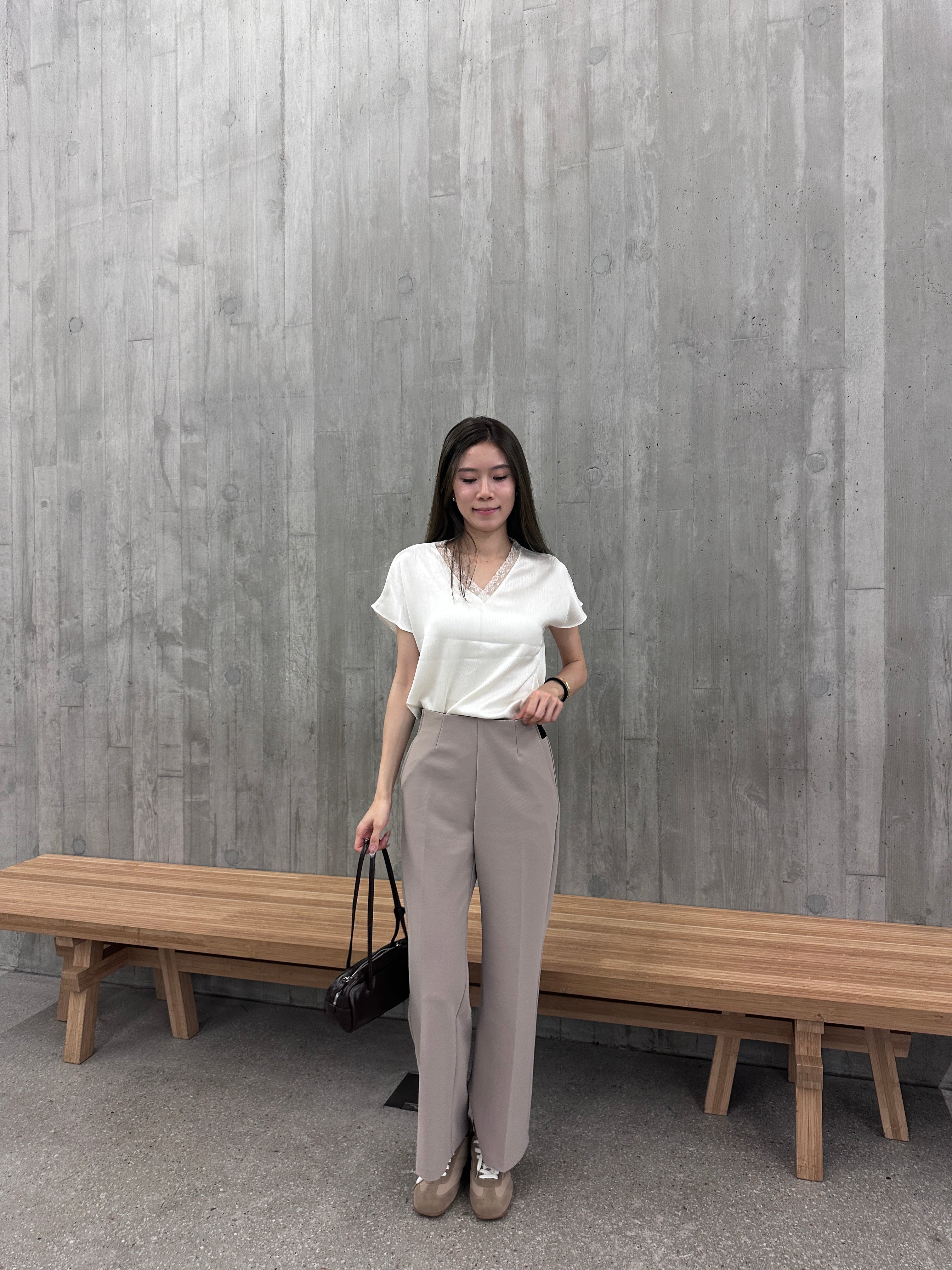 Lace V Neck Silky T Top