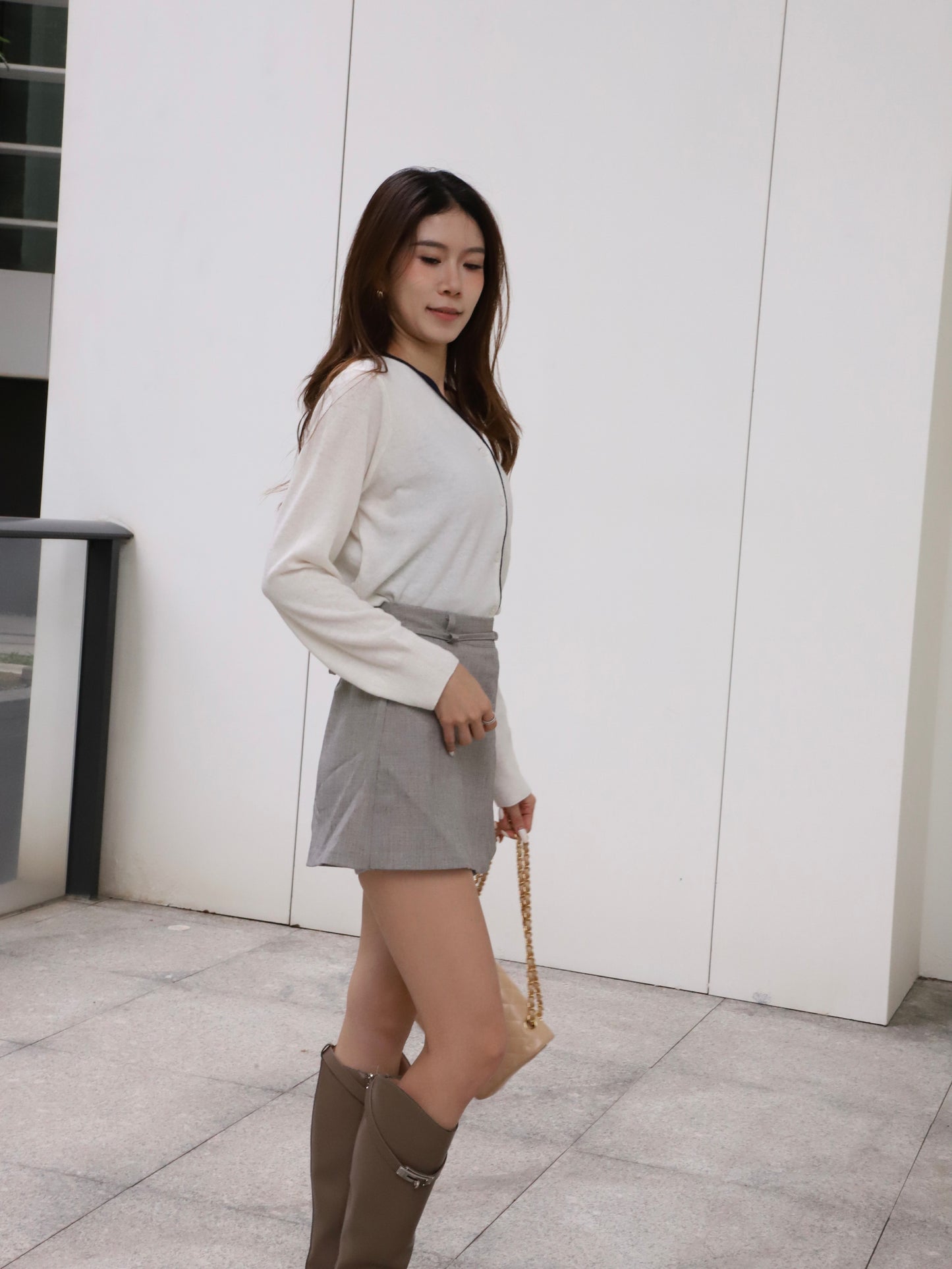 Outline White Cardigan