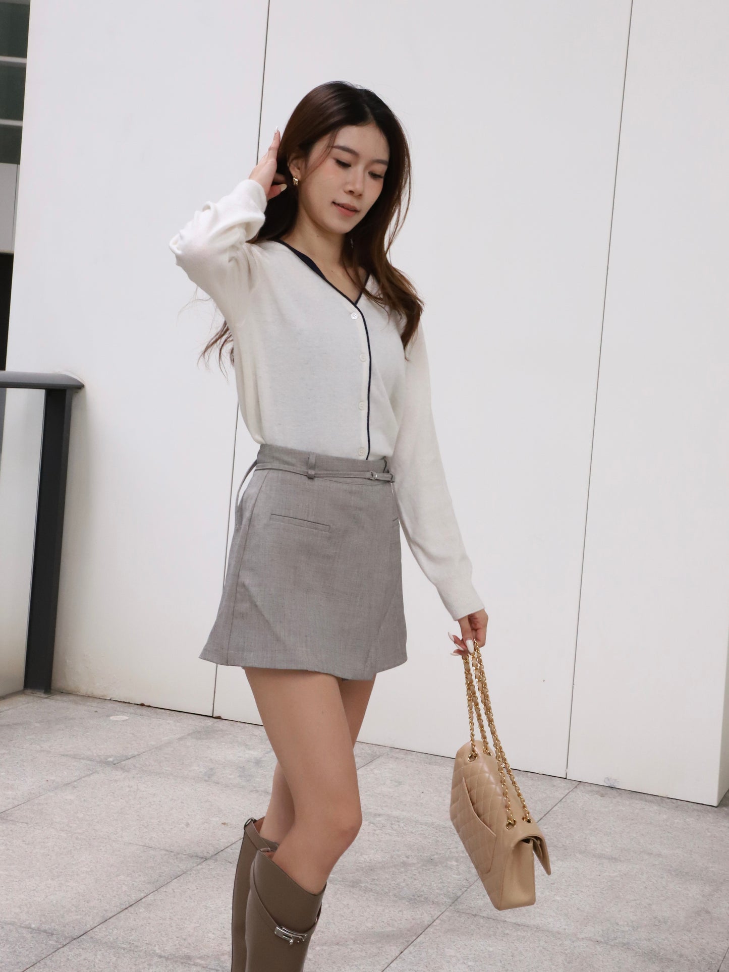 Outline White Cardigan